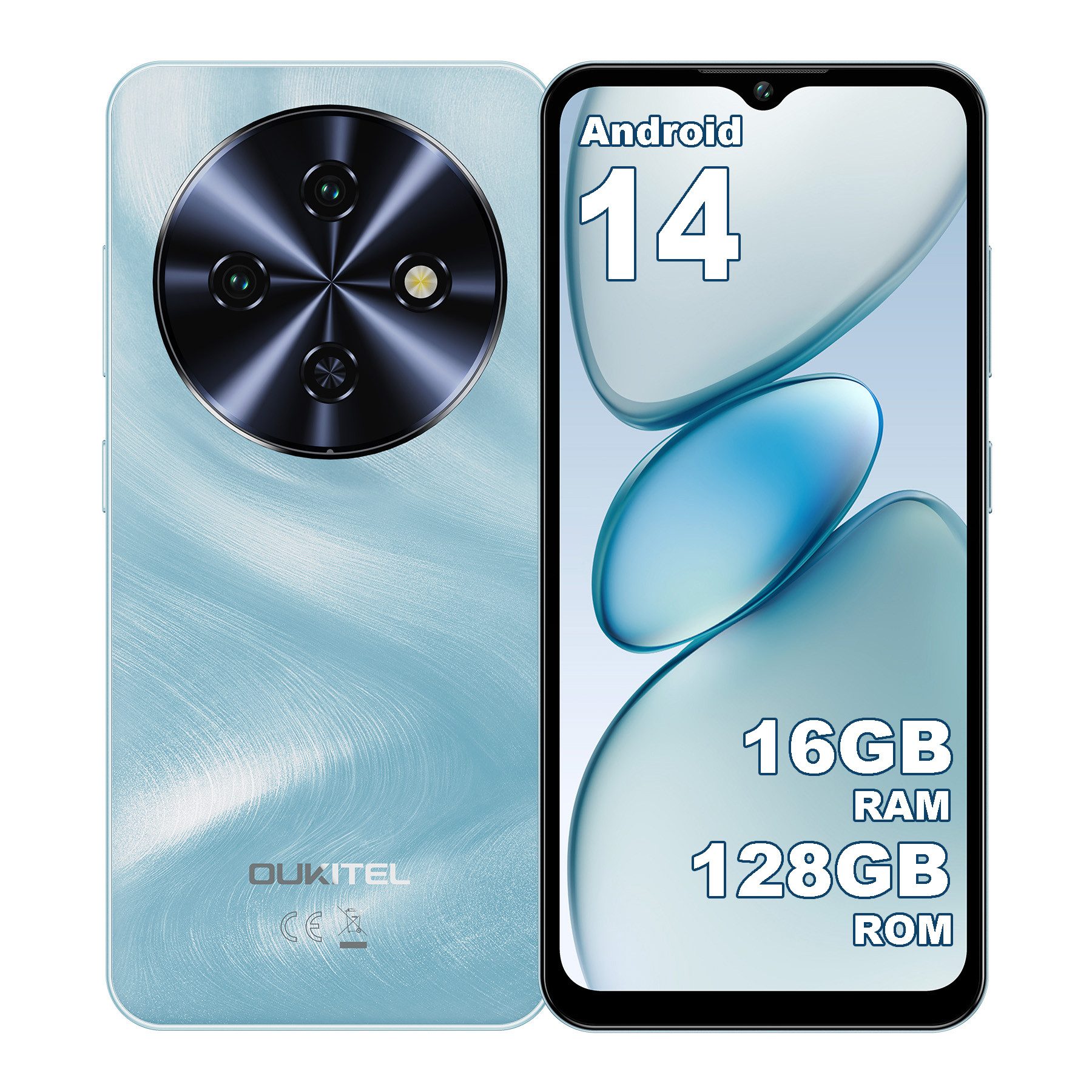 OUKITEL C5 Handy Ohne Vertrag, 5000mAh, 6.52" HD, Android 14 Smartphone (16,56 cm/6.52 Zoll, 128 GB Speicherplatz, 13 MP Kamera, 6,52'' Display, 16GB RAM 128GB ROM, GPS, OTG, 4G Dual SIM)