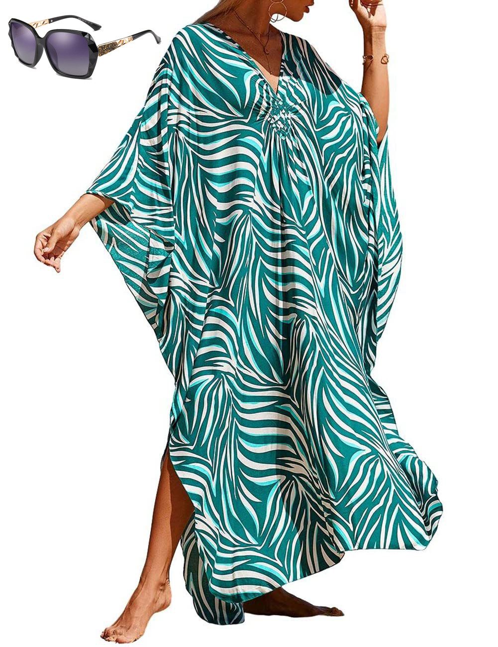 Strandkleid Damen Kaftan-Kleid Boho Maxikleid, Übergröße Kaftane Bademode Coverups