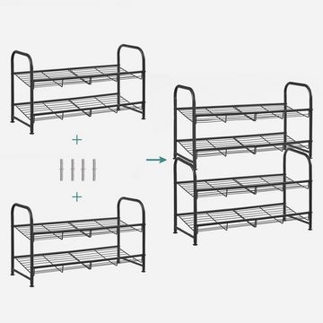 SONGMICS Schuhregal Schuh-Organizer, 2-4 Ablagen, bis zu 16 Paar Schuhe