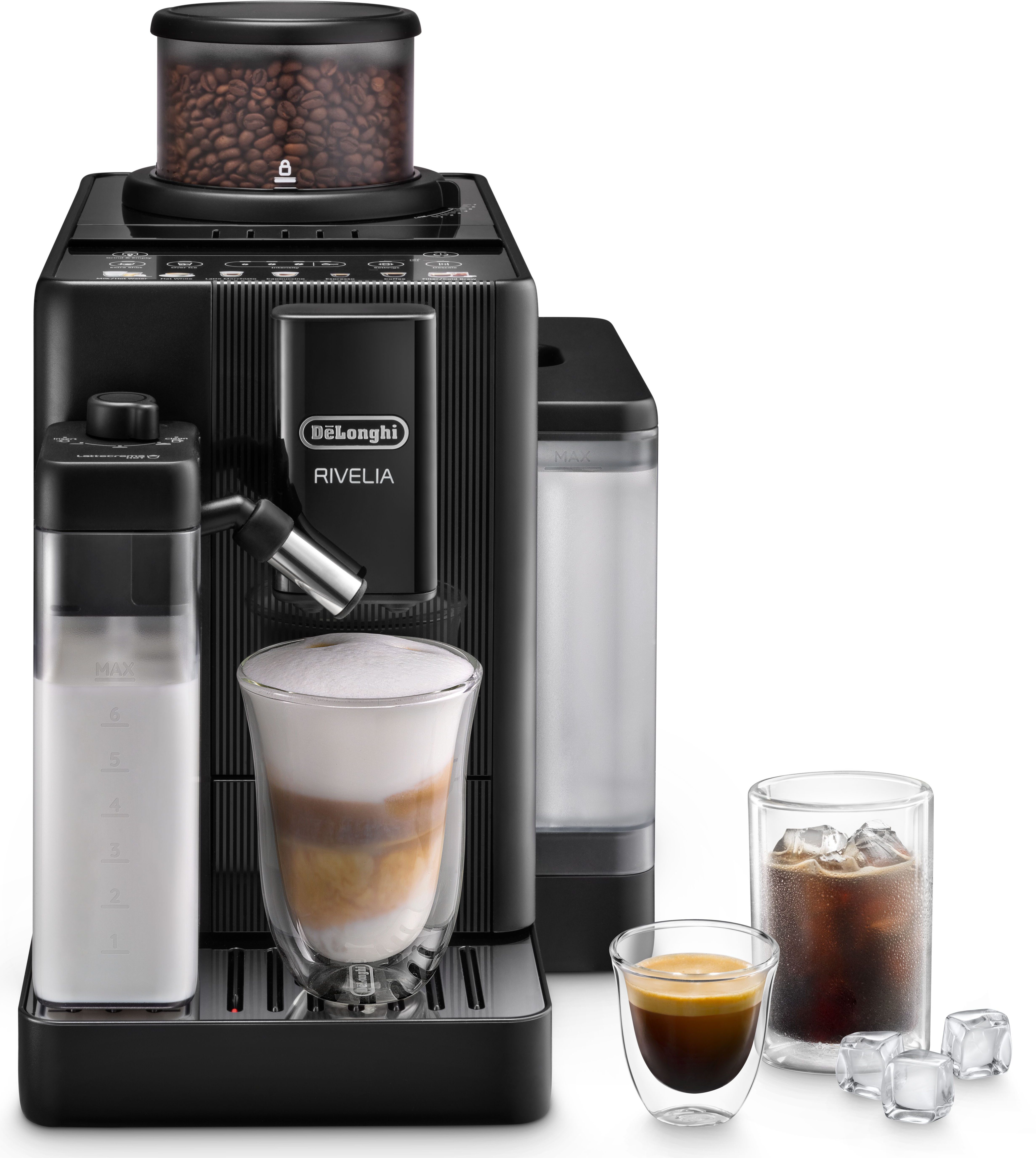 De'Longhi Kaffeevollautomat Rivelia Start EXAM420.55.BXL - 10 Rezepte, Cold Brew & 2 Bohnenbehälter, Schwarz, Extra-Shot-Funktion, innovatives Bean-Switch System