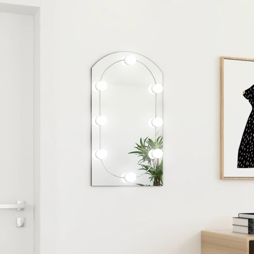 furnicato Wandspiegel Spiegel mit LED-Leuchten 70x40 cm Glas Bogenförmig