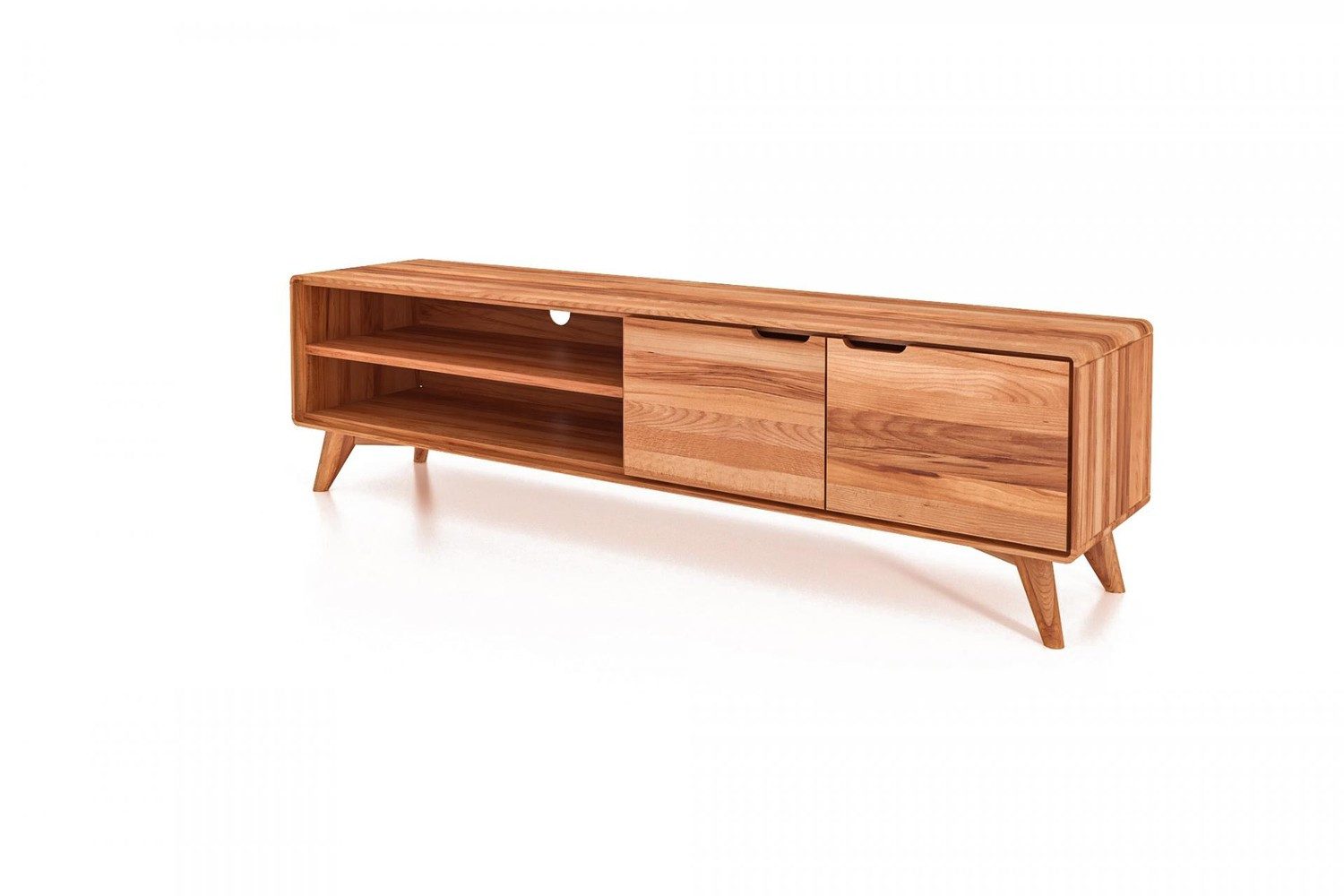 Natur24 Lowboard TV-Board Gerg Kernbuche 180x40x48 mit 2 Türen und 2 offenen Fächern