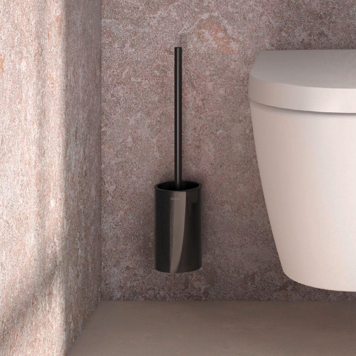 Keuco WC-Garnitur ROSE, zum Kleben und Schrauben, Echtkristall-Glas, schwarz