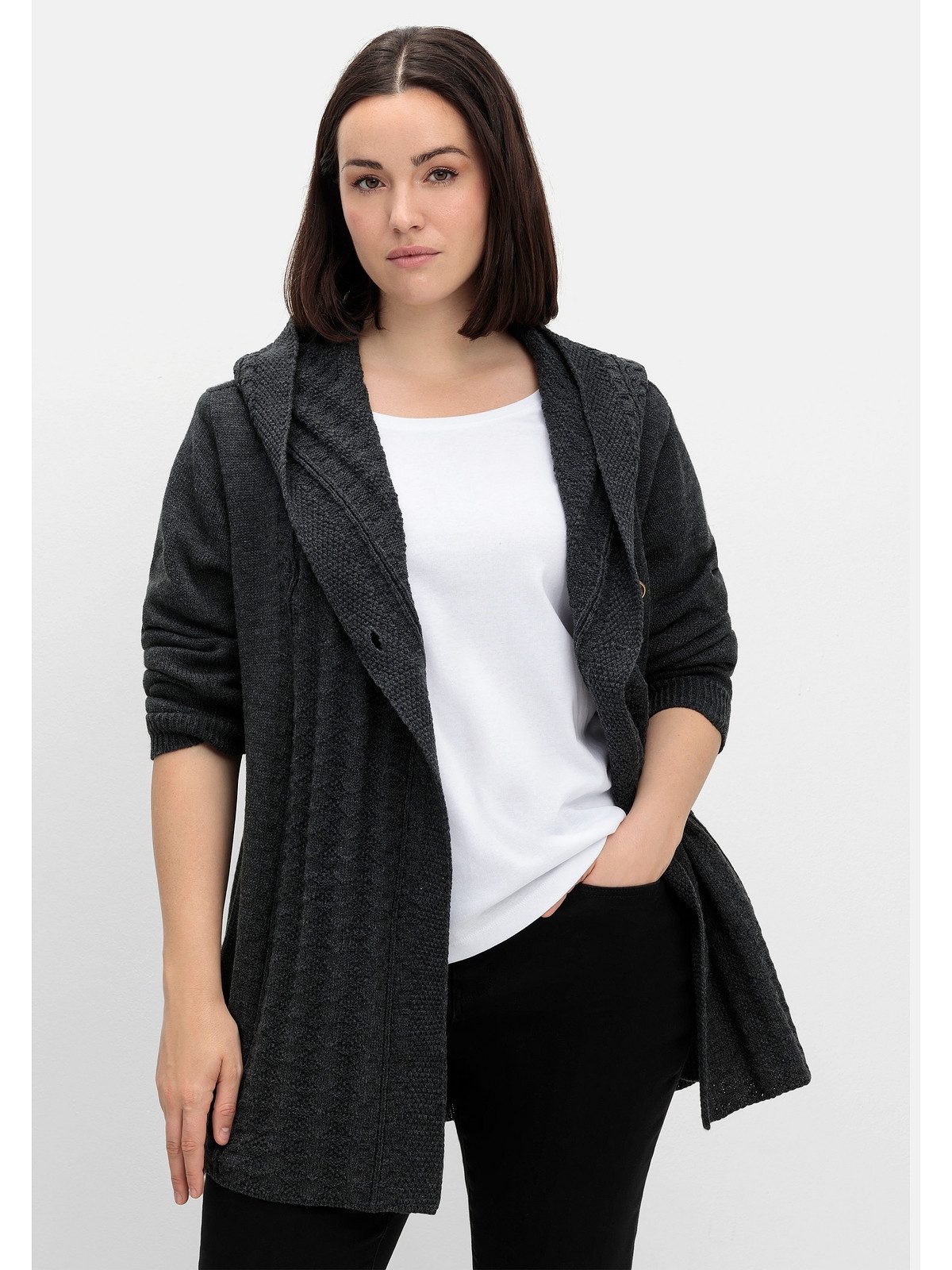 sheego by Joe Browns Cardigan Große Größen mit Kapuze und Knopfverschluss