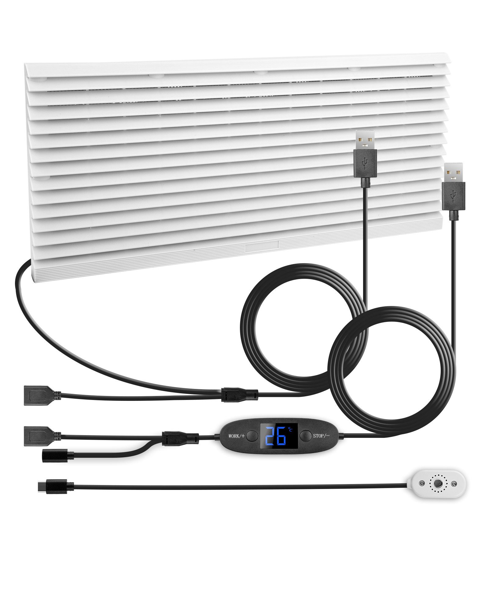euroharry Kombigerät Luftreiniger, Ventilator und Heizlüfter USB 120mm Wohnmobil-Lüftungsventilator 10 Geschwindigkeitsstufen