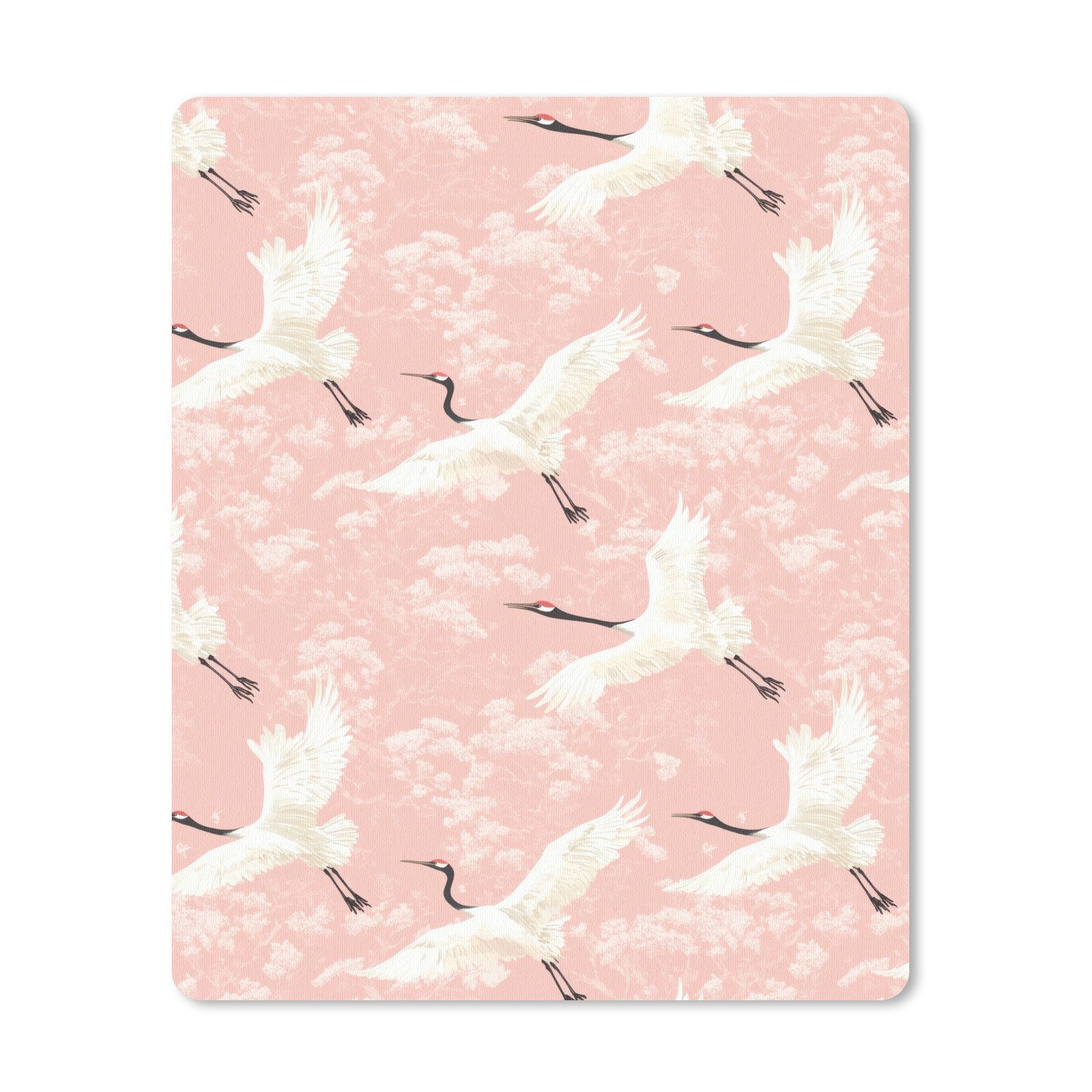 MuchoWow Mauspad Kranich - Blüte - Rosa (1-St), Gaming, Mousepad Klein, Büro Zubehör, Mausunterlage, 12x16 cm