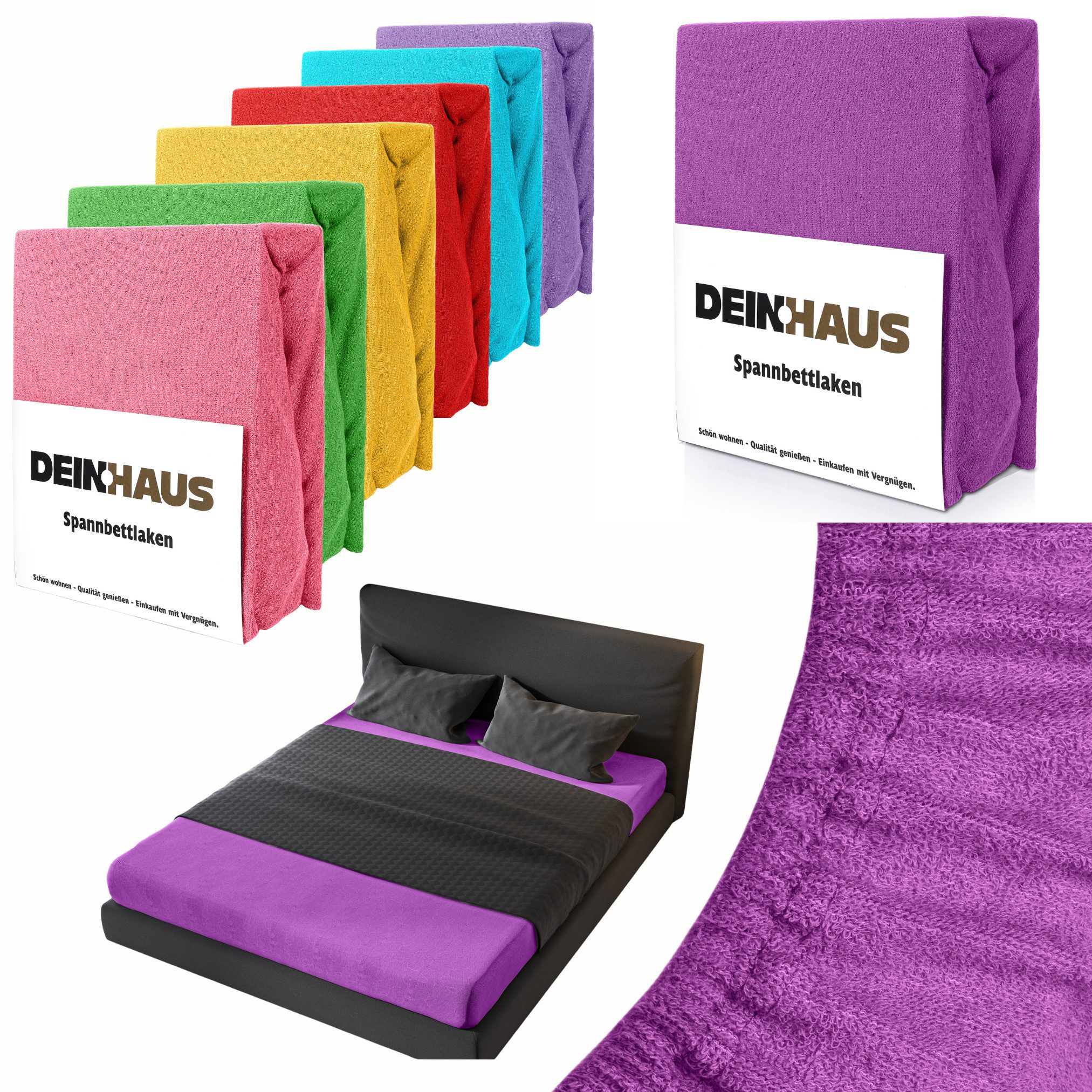 DH DEIN . HAUS Spannbettlaken Frottee SOFT, Baumwolle, Gummizug: rundum, (1 Stück), weich saugfähig atmungsaktiv Rundumgummi formstabil bis 20 cm