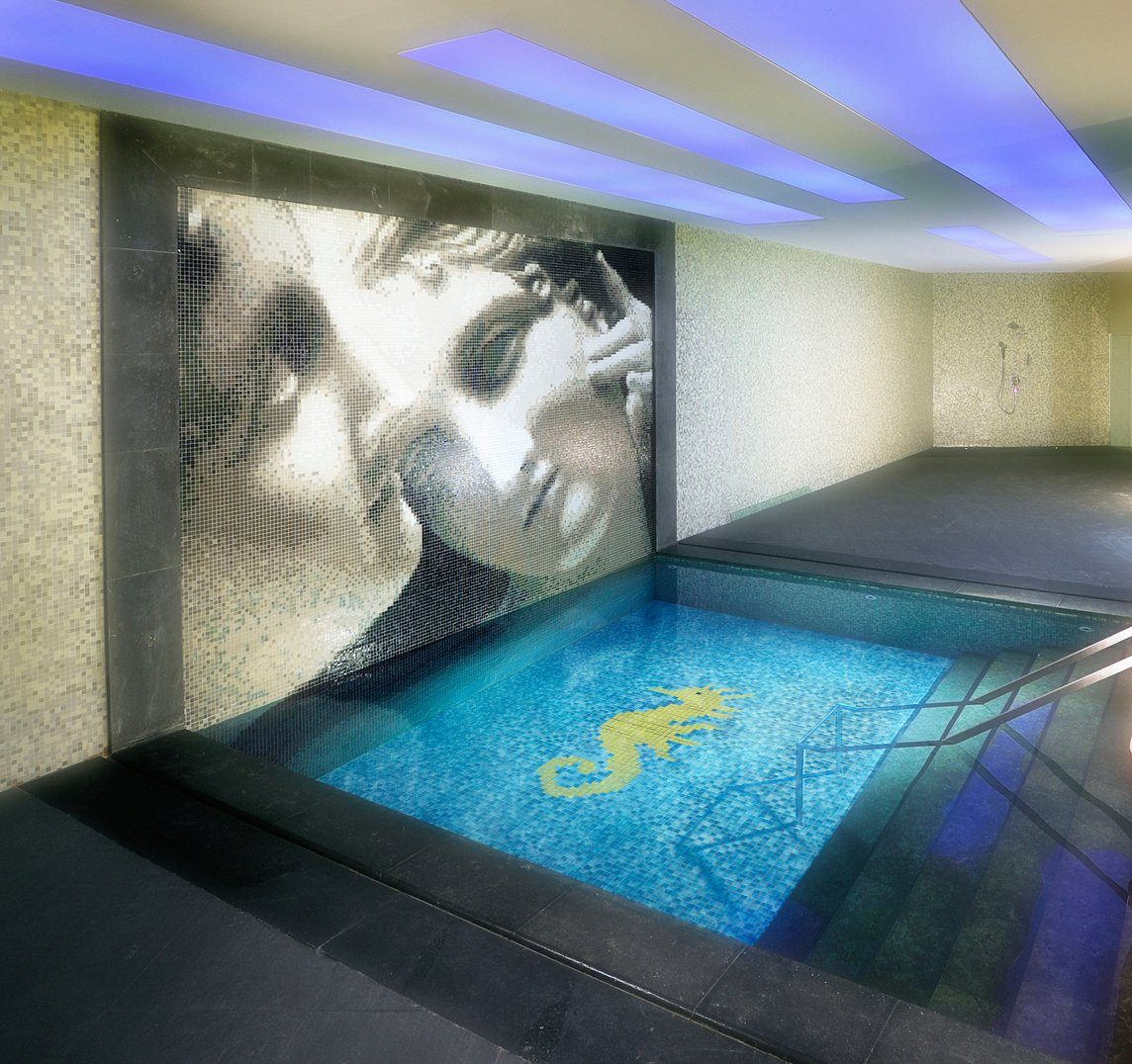 Mosaikfliesen Poolboden Papierverklebt Set, Bild Mosani Glasmosaik, Seepferdchen