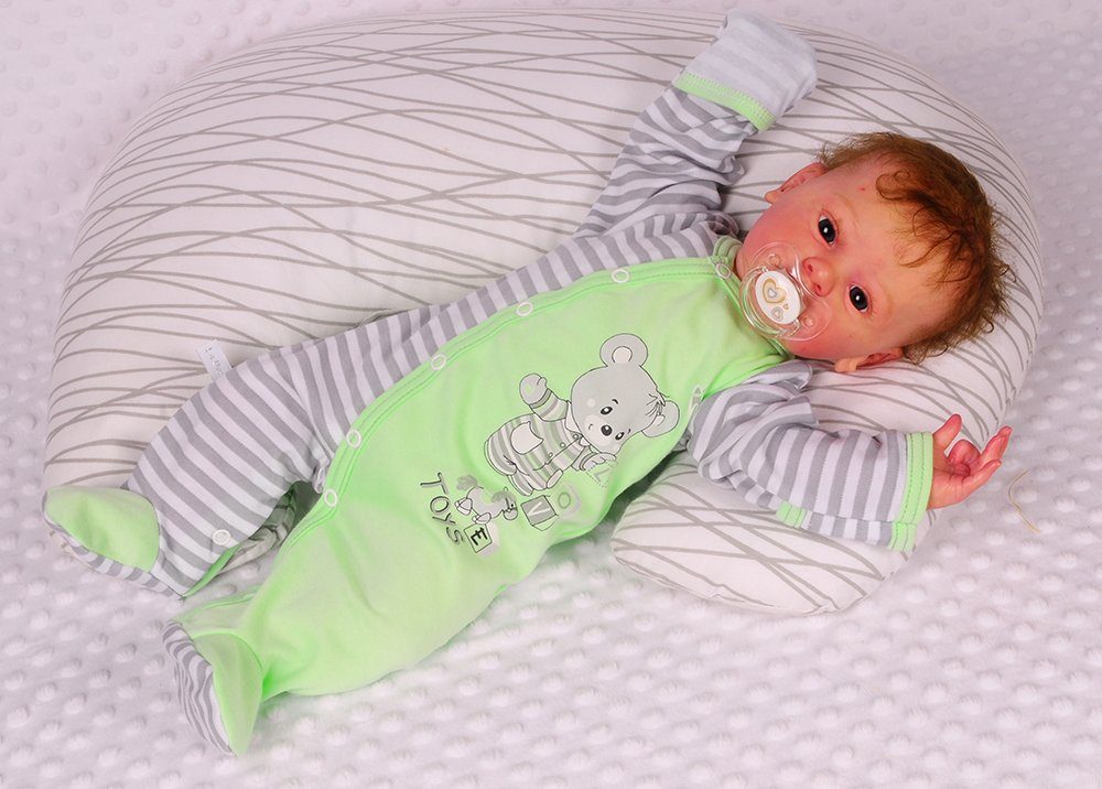 La Bortini Strampler Schlafoverall Baby Overall in Grün Schlafanzug gestreift