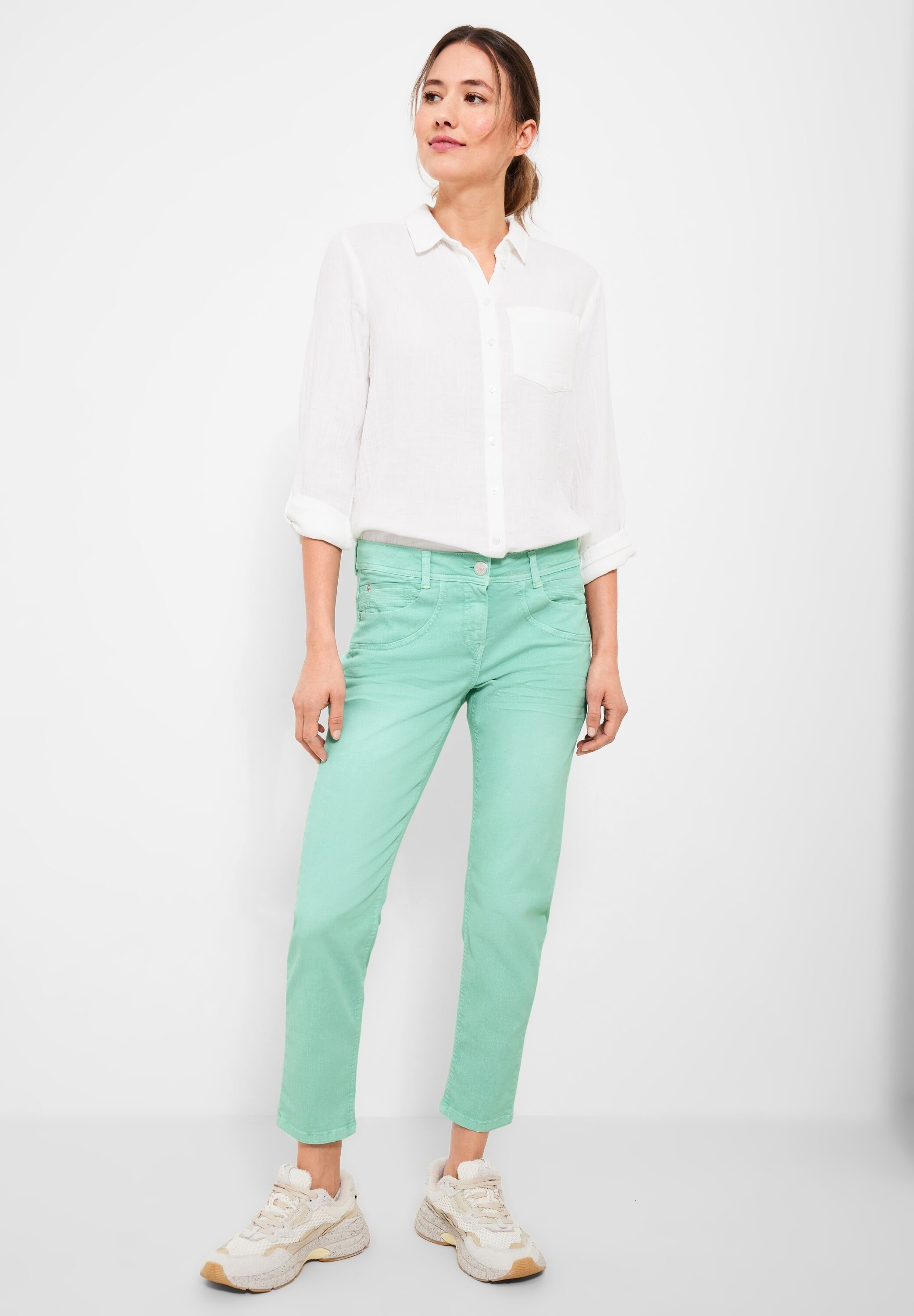 Cecil Bequeme Jeans Cecil Loose Fit Jeans in Clary Mint (1-tlg) Taschen