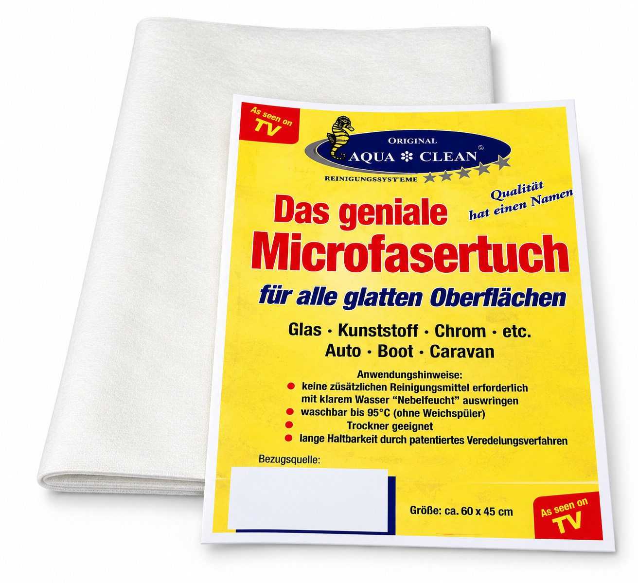 AQUA CLEAN Das geniale Microfasertuch ca.45cm x 65cm Reinigungstücher (Langlebig, vielseitig, waschbar und für glatte Oberflächen)