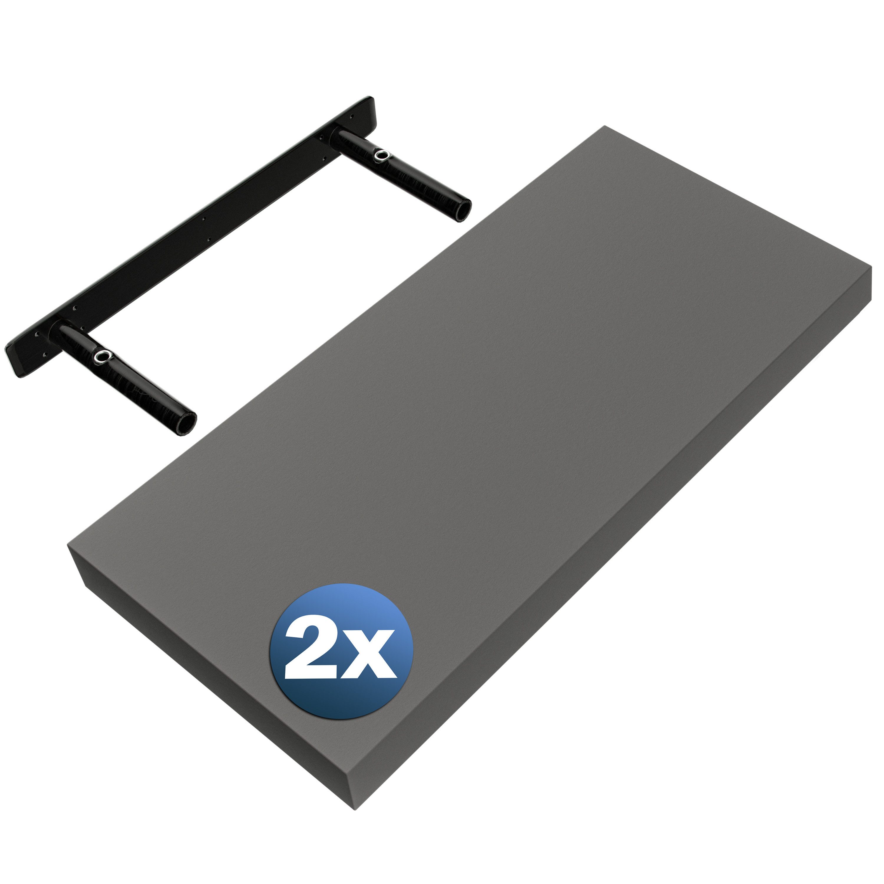 Casaria Wandregal, Grau Hängeregal mit Halterung 15kg Tragkraft Küche Matt 50cm