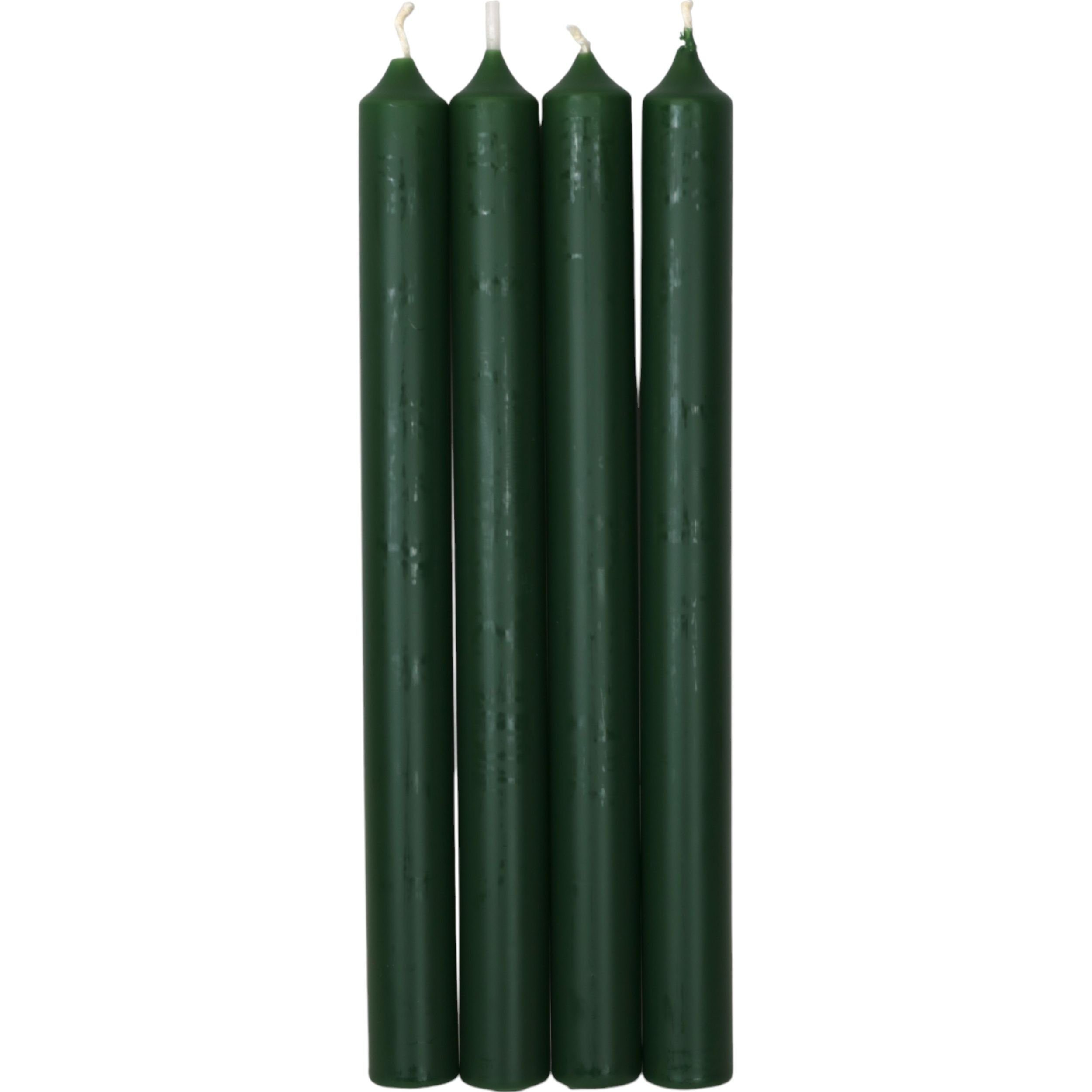 Tafelkerze 4 Stabkerzen 250x22 mm – Dunkelgrün tropffrei, 10h Brenndauer