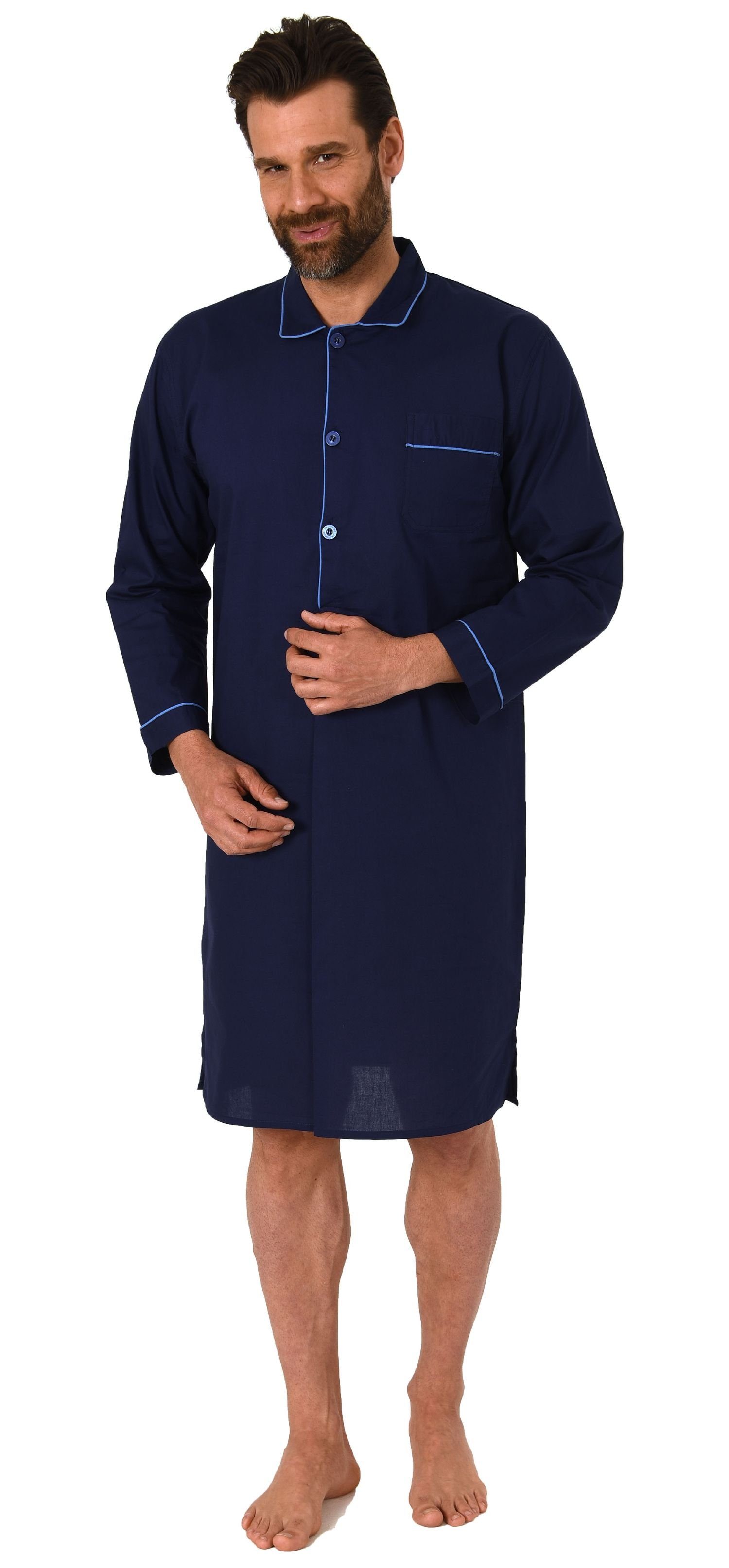 Normann Pyjama Klassisches Herren Nachthemd langarm gewebt mit Knopfleiste günstig online kaufen