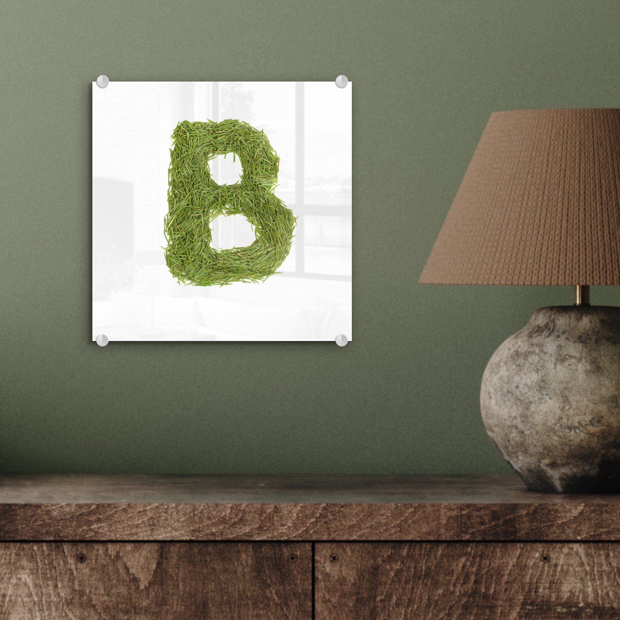 Buchstaben Bohnen, Glasbilder - Grüne - den MuchoWow (1 bilden, auf Glas Bilder Wandbild B - Glas die Foto auf Wanddekoration Acrylglasbild St),