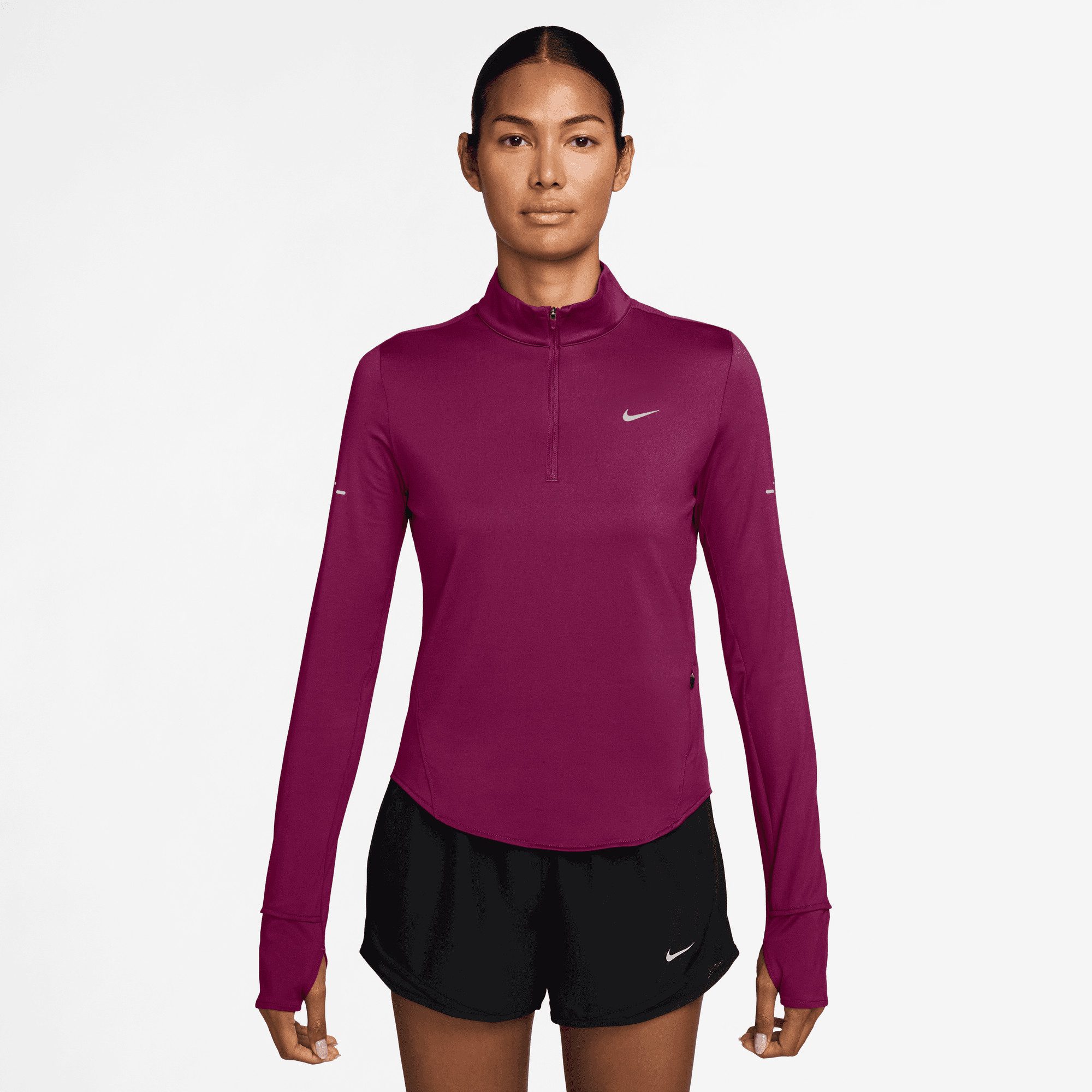 Nike Lauftop W NK SWIFT DF UV HZ TOP hochschließender Kragen, mit Reißverschluss, atmungsaktives Material