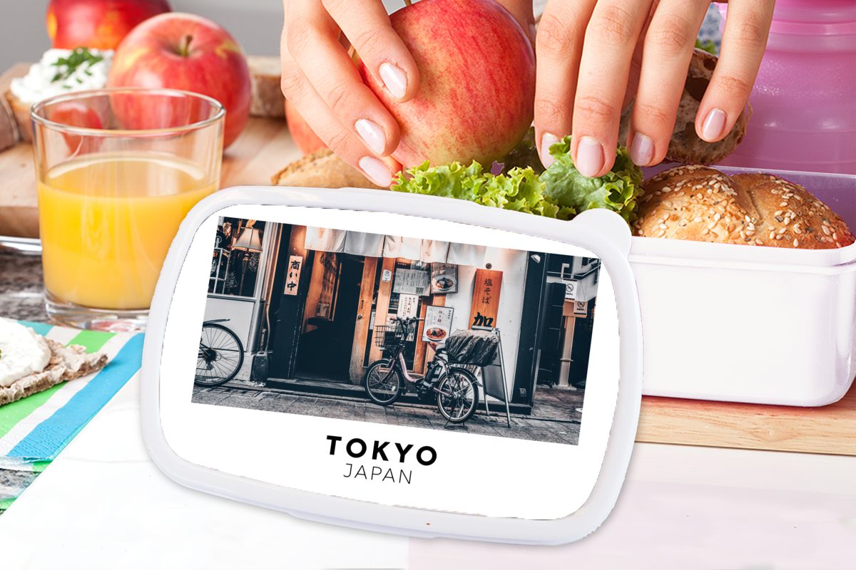 Jungs Japan für Tokio Kunststoff, Kinder - Fahrrad, Lunchbox Brotbox Brotdose, Erwachsene, weiß für (2-tlg), und und MuchoWow Mädchen -