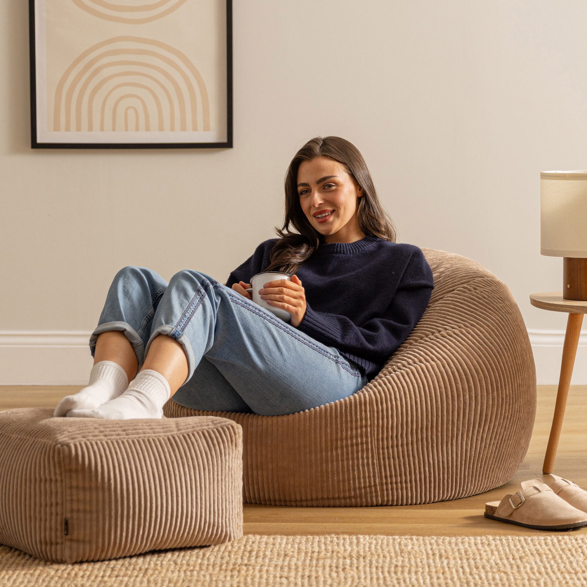 icon Sitzsack Erwachsene aus Cord „Kingston“ mit Hocker (Spar-Set, 1 x Sitz günstig online kaufen