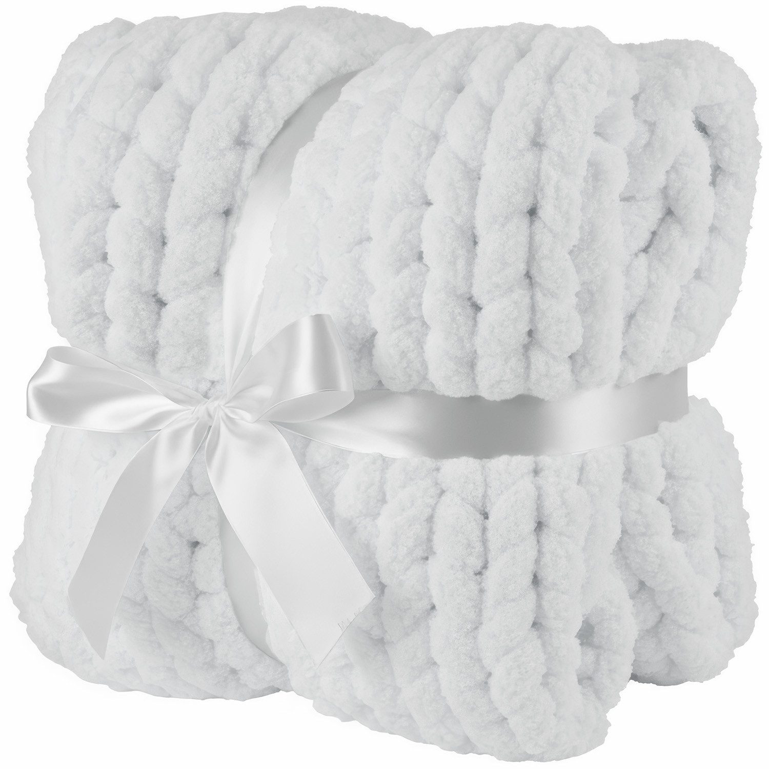 Wohndecke Grobmaschige Wohlfühldecke, Feluna, Flauschige Kuscheldecke Grobstrick Tagesdecke