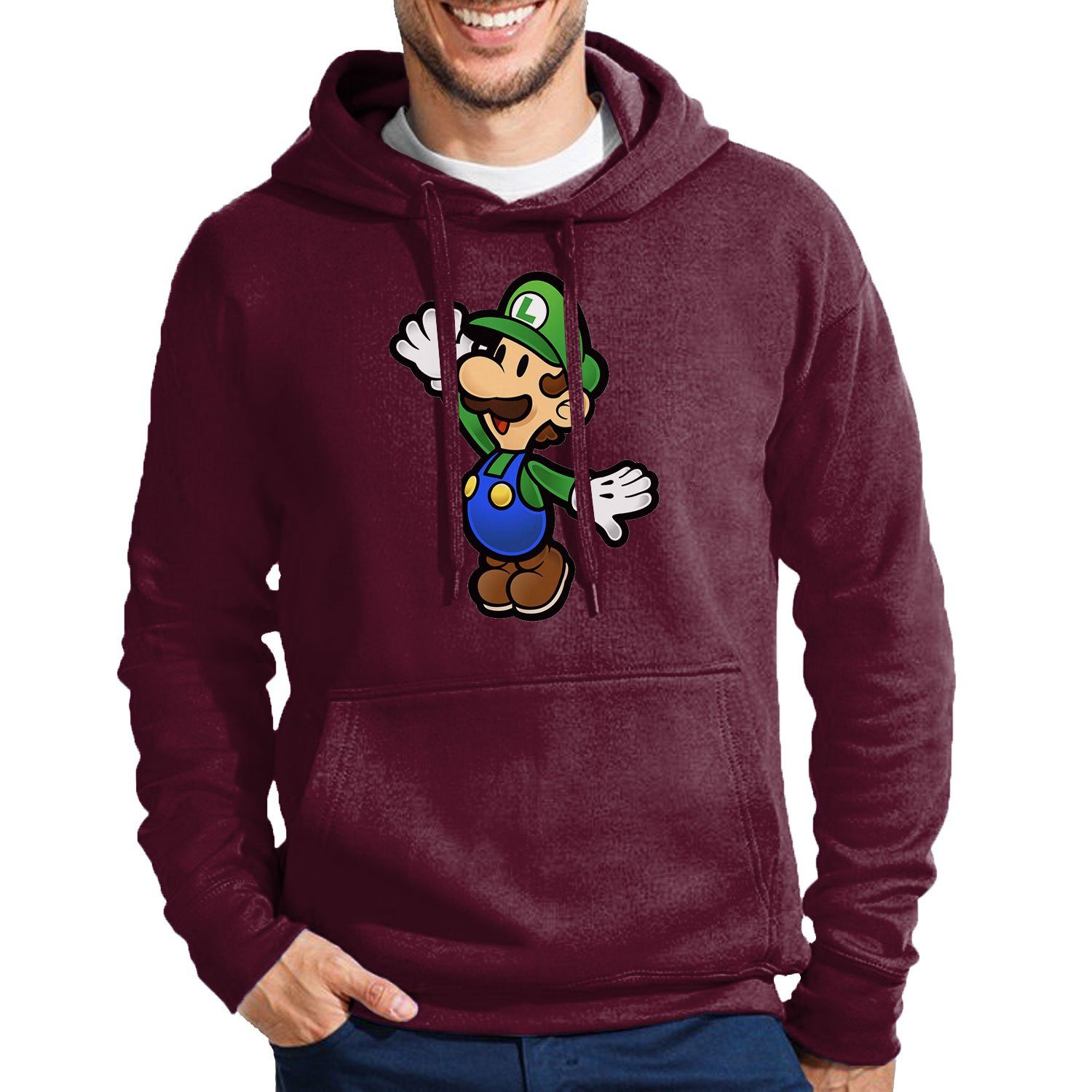 Mit Kapuze Herren Nintendo Hoodie Yoshi & Luigi Brownie Blondie Peach Burgund Mario Gaming