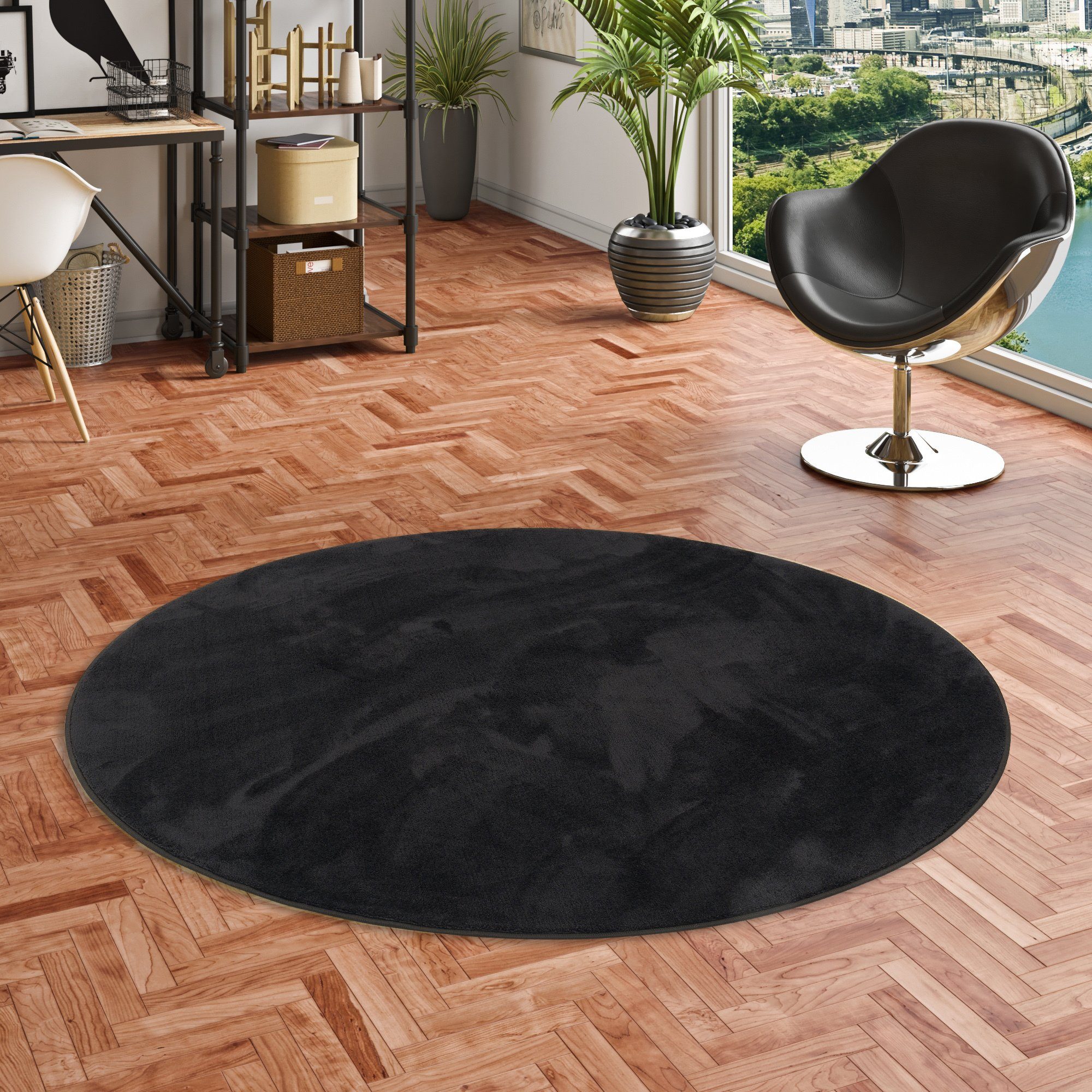 Pergamon Luxus Super Soft Hochflor Teppich Melia Rund Creme 120x120cm günstig online kaufen