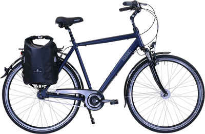 HAWK Bikes Cityrad »HAWK Citytrek Gent Deluxe Plus Ocean Blue«, 7 Gang Shimano Nexus Schaltwerk