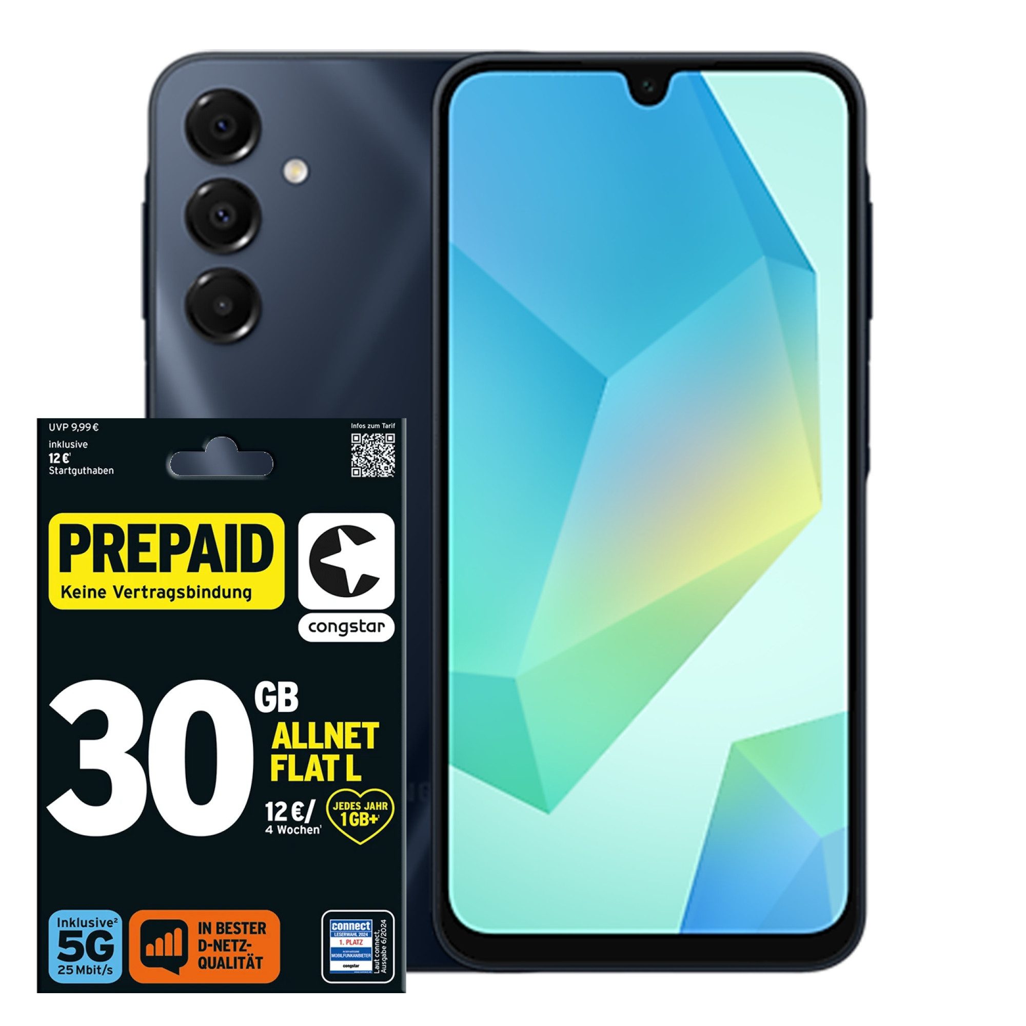 Congstar Samsung A16 128 GB + Congstar Prepaid "Allnet L" Prepaidkarte