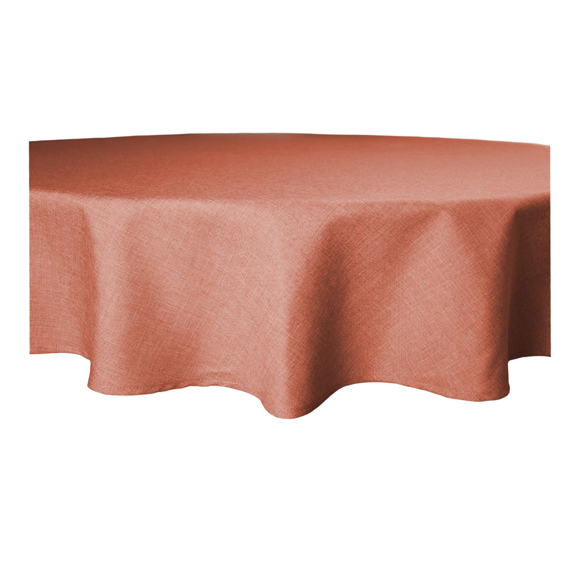 Haus und Deko Tischdecke Tischdecke rund 140 cm Ø beschichtet Leinenoptik wasserabweisend (1-tlg) terracotta