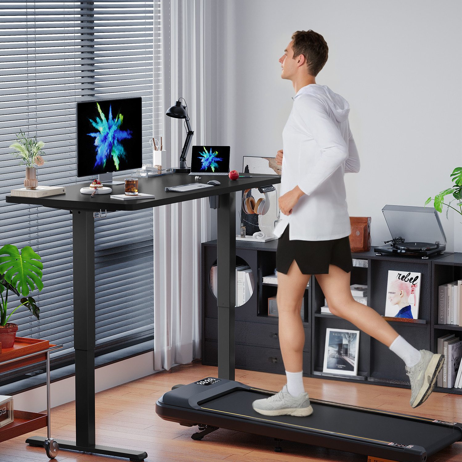 HOMALL Schreibtisch Schreibtisch Höhenverstellbarer mit Gedächtnis und Sitzerinnerung (2-lagige Hohenverstellung mit sitzender Erinnerungsfunktion und USB-Ladeanschluss)