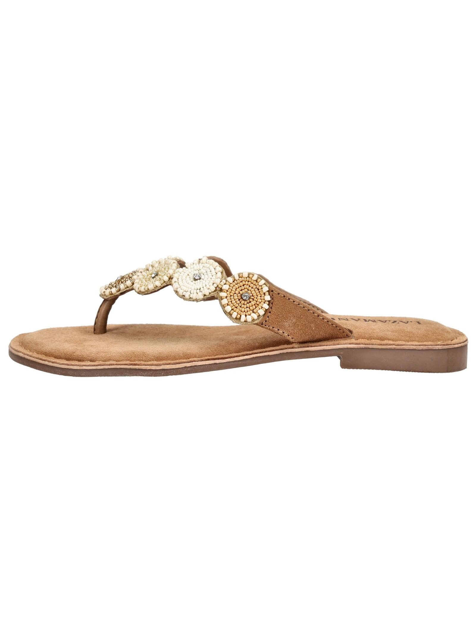 Lazamani Lazamani Pantoletten Leder Zehentrenner