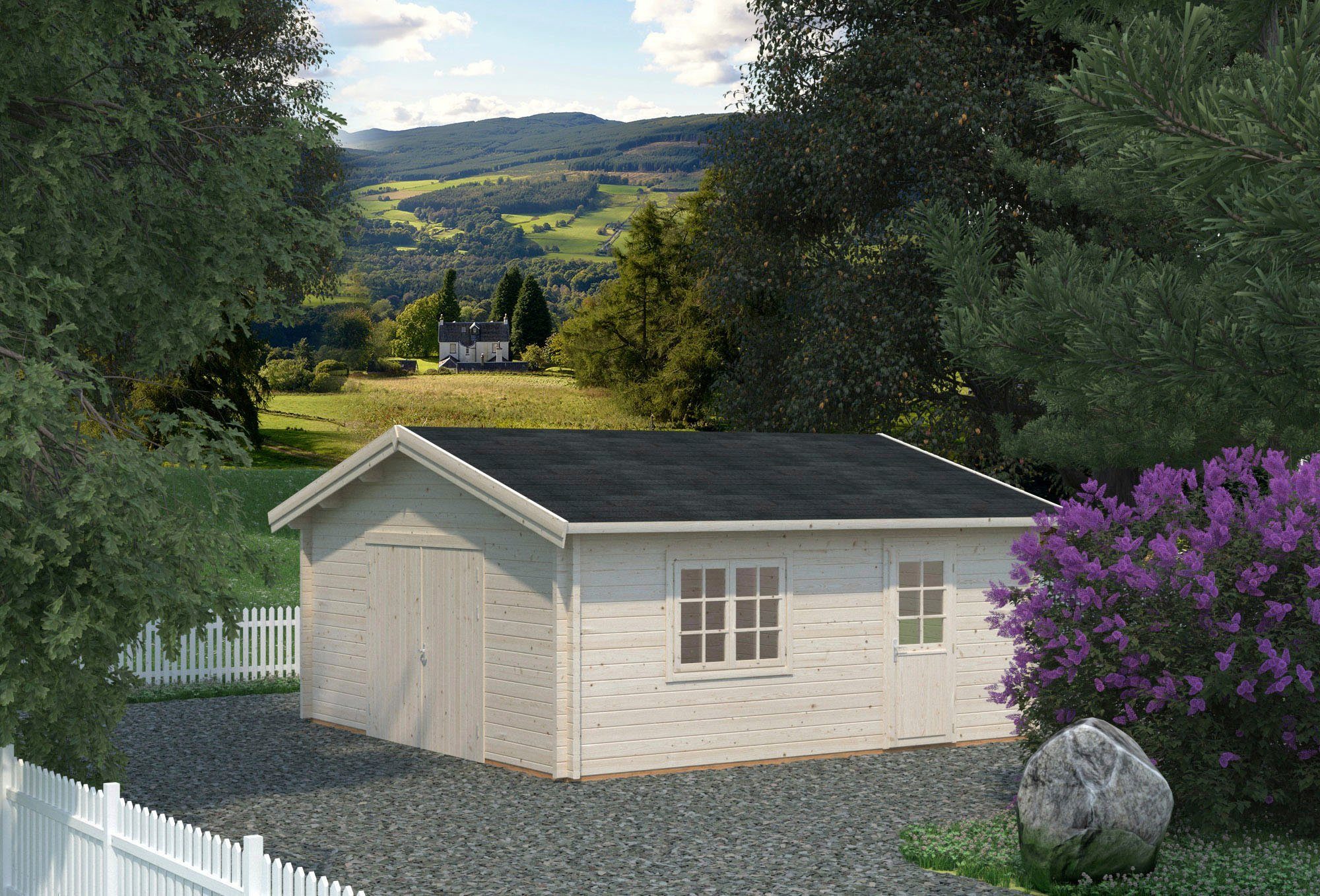 Palmako Garage Roger, BxTxH: 622x596x312 cm, mit Holztor, transparent