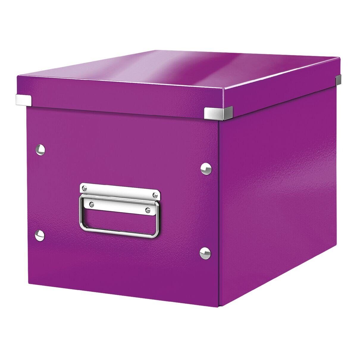 LEITZ Aufbewahrungsbox Click & Store Cube, passend für Standard-Bücherregale violett metallic