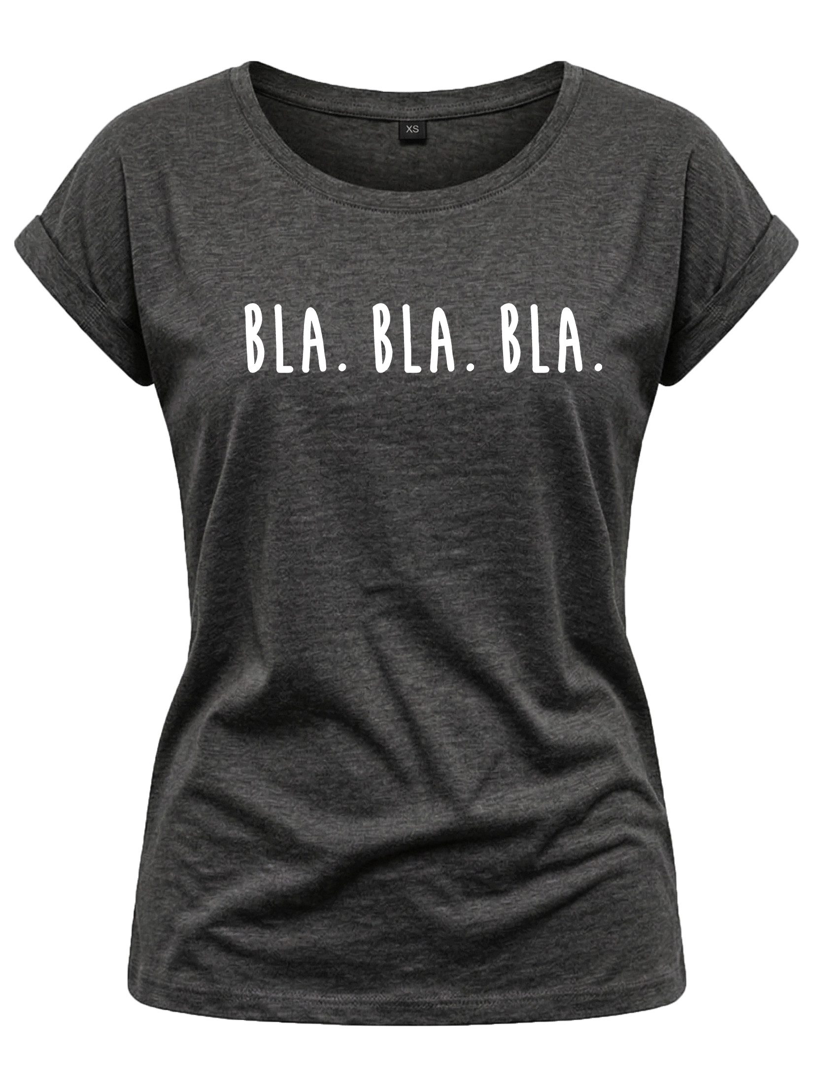 MAKAYA Print-Shirt Damen Kurzarm Basic Sommer Oberteile Sexy Elegant Lustig Spruch Bla (Schriftzug, Schwarz, Blau, Grau) Baumwolle