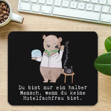 Mr. & Mrs. Panda Mauspad Hotelfachfrau Herz - Schwarz - Geschenk, Urlaub, Hoteleröffnung, Hote (1-St), Ergonomisch geformt
