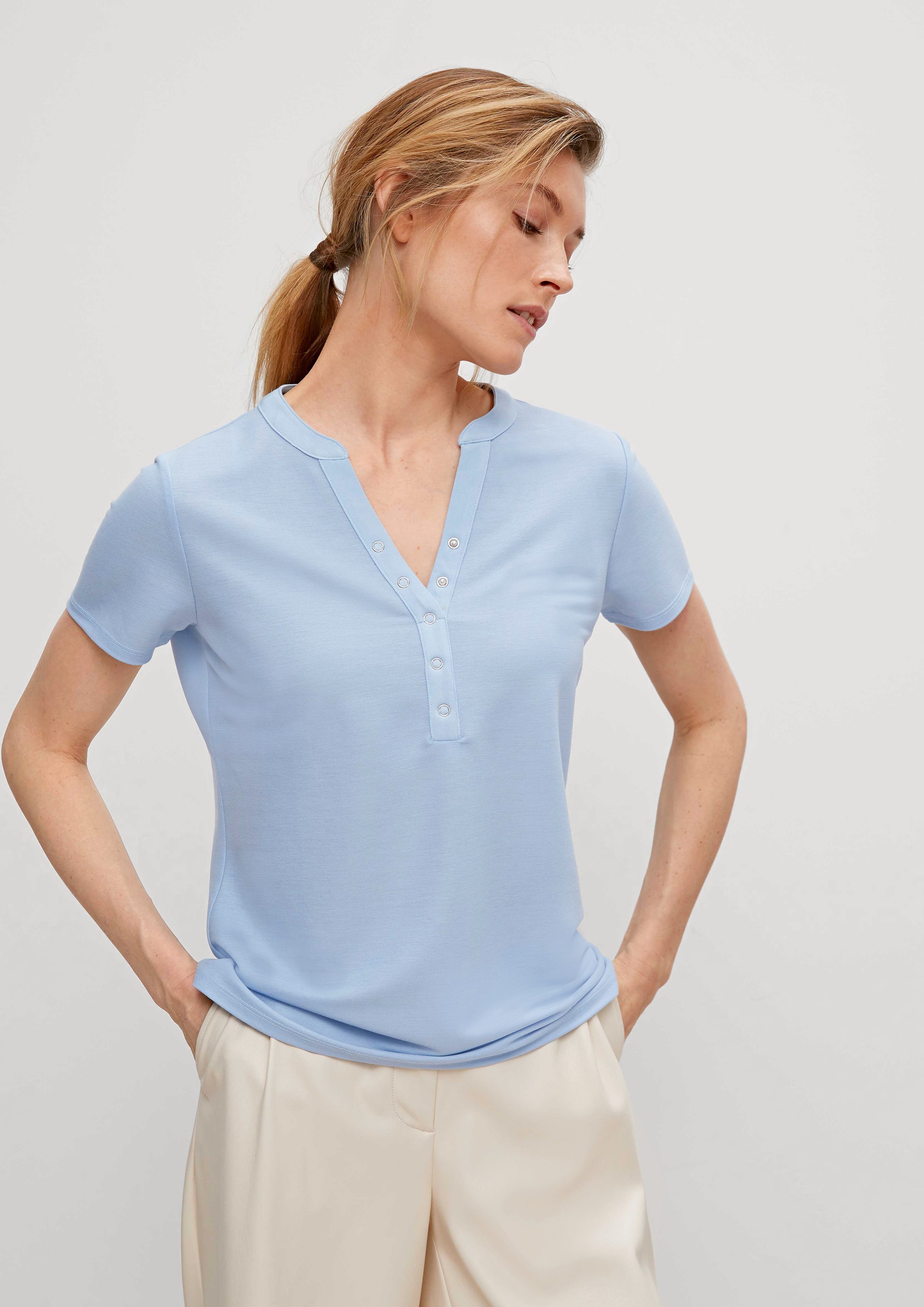 Comma Tunikaausschnitt Shirttop Modalmix-Shirt mit
