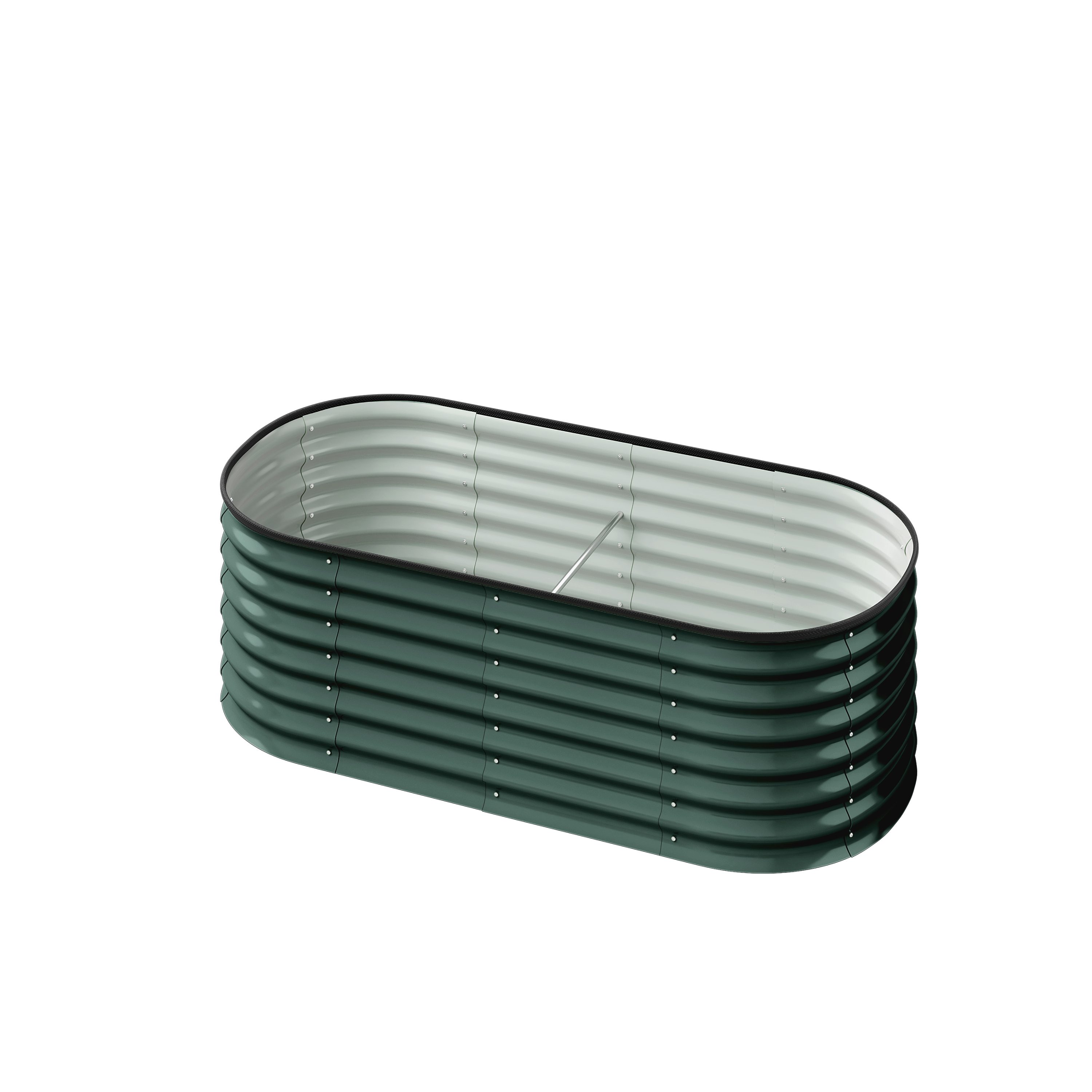 STEELSØN Hochbeet Talara aus Metall, stabiler Pflanzenkübel für Garten & Balkon, oval (160x80x45 cm, Dunkelgrün), Gartenbeet mit offener Bodenstruktur & Stabilisierungsstrebe