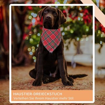 MAGICSHE Hunde-Halsband Weihnachten Tier-Halstuch mit Quaste Tartan Rand