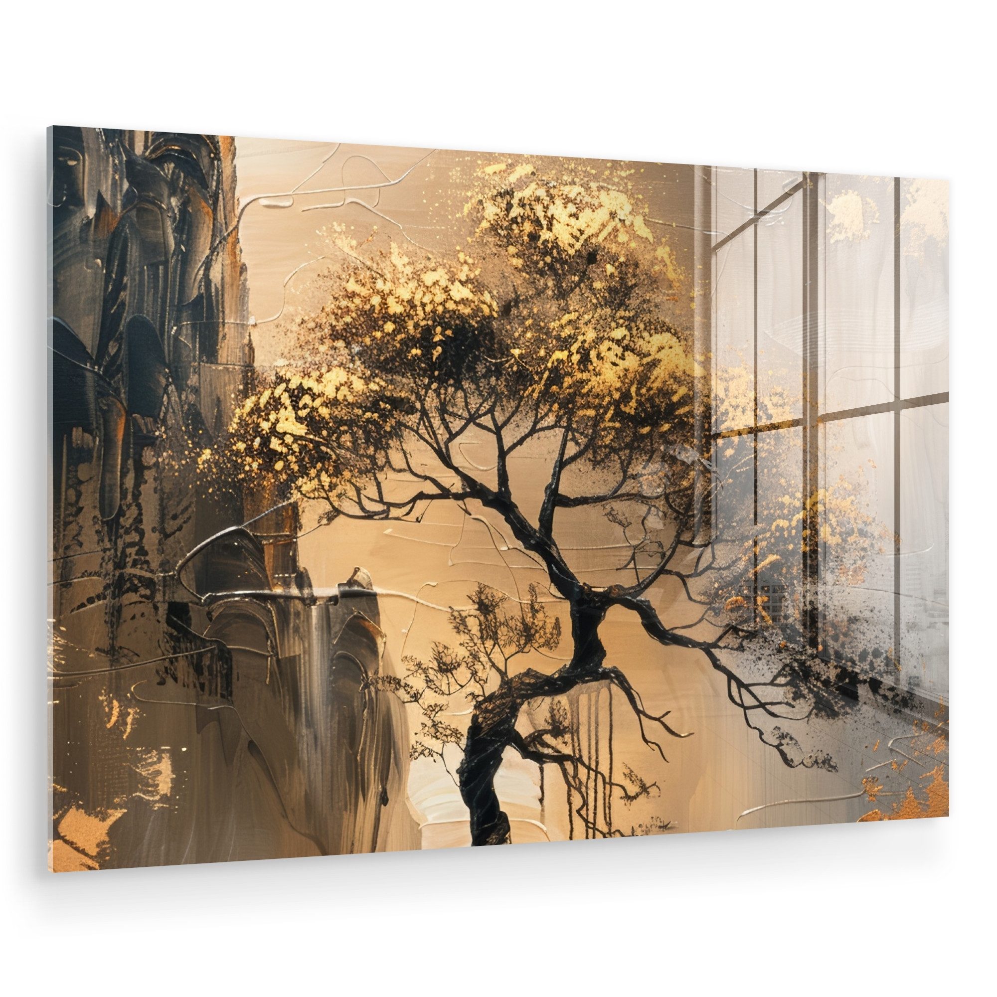 MuchoWow Acrylglasbild Baum - Gold - günstig online kaufen