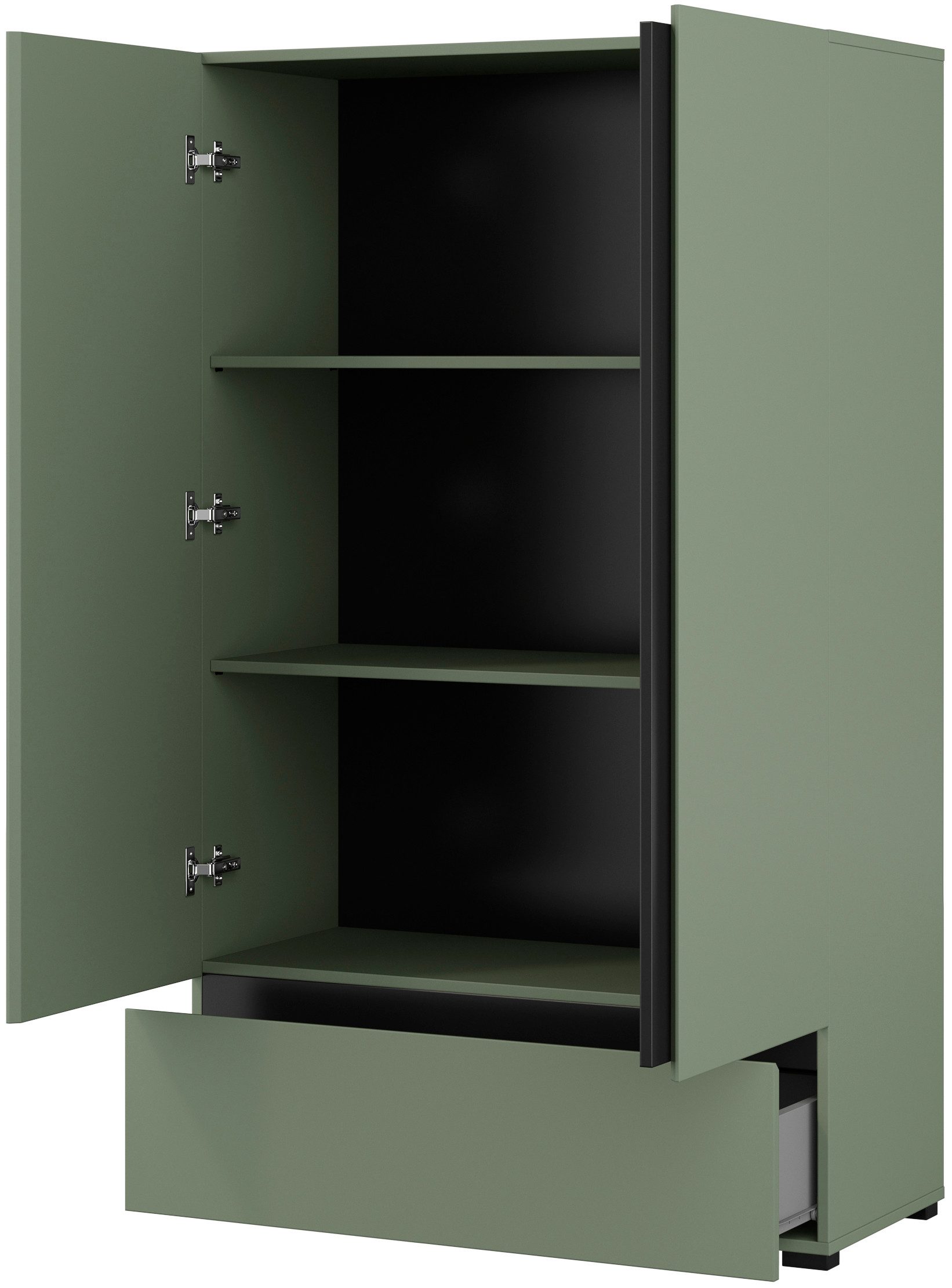 OTTO home Wäscheschrank Cross, moderner griffloser Kleiderschrank Mehrzweckschrank, Drehtürenschrank mit 1 Schublade, 3 Farben verfügbar
