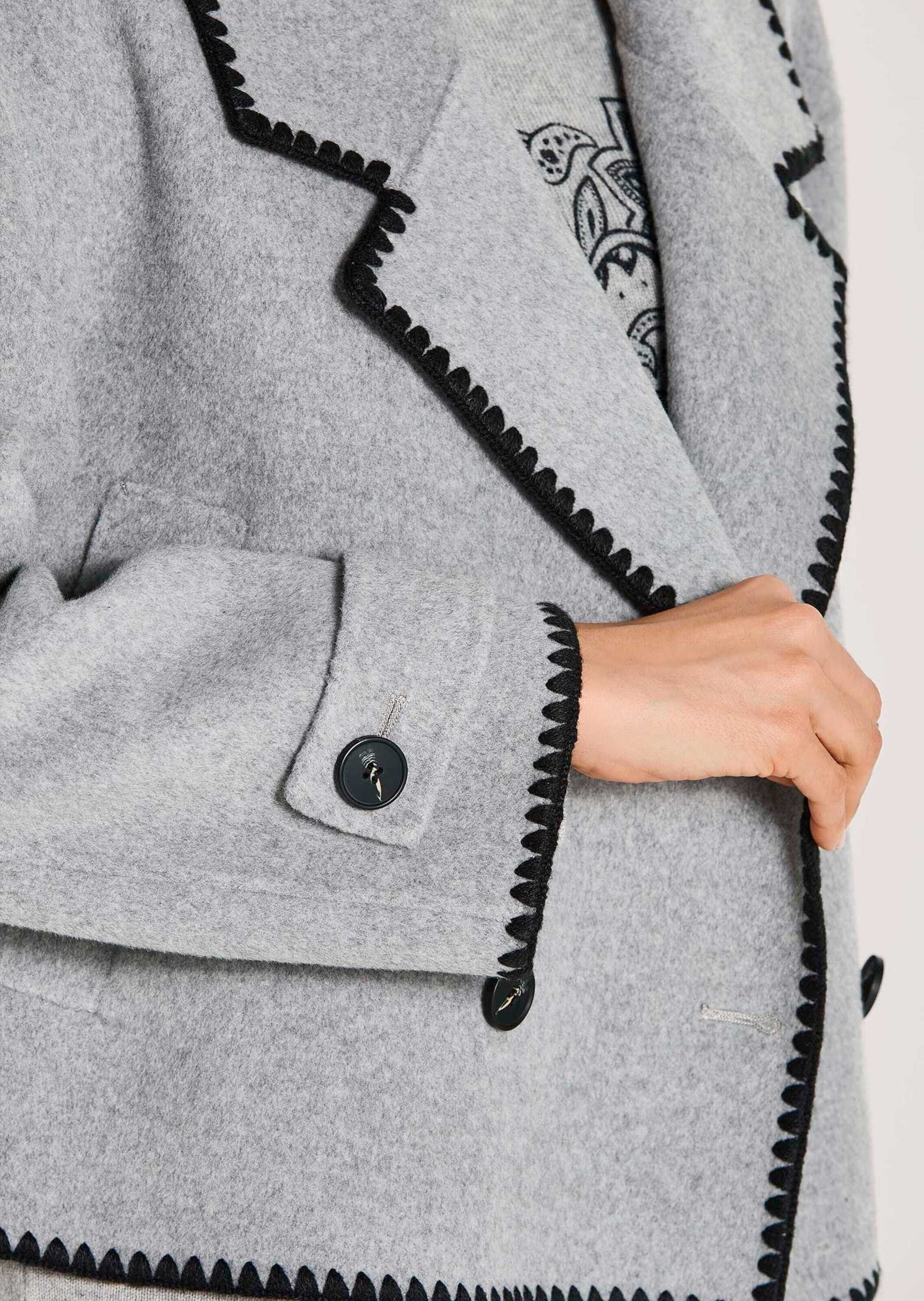 MADELEINE Outdoorjacke Elegante Wolljacke mit Reverskragen Zweireihige Knopfleiste, kontrastreiche Handstiche, Langarm