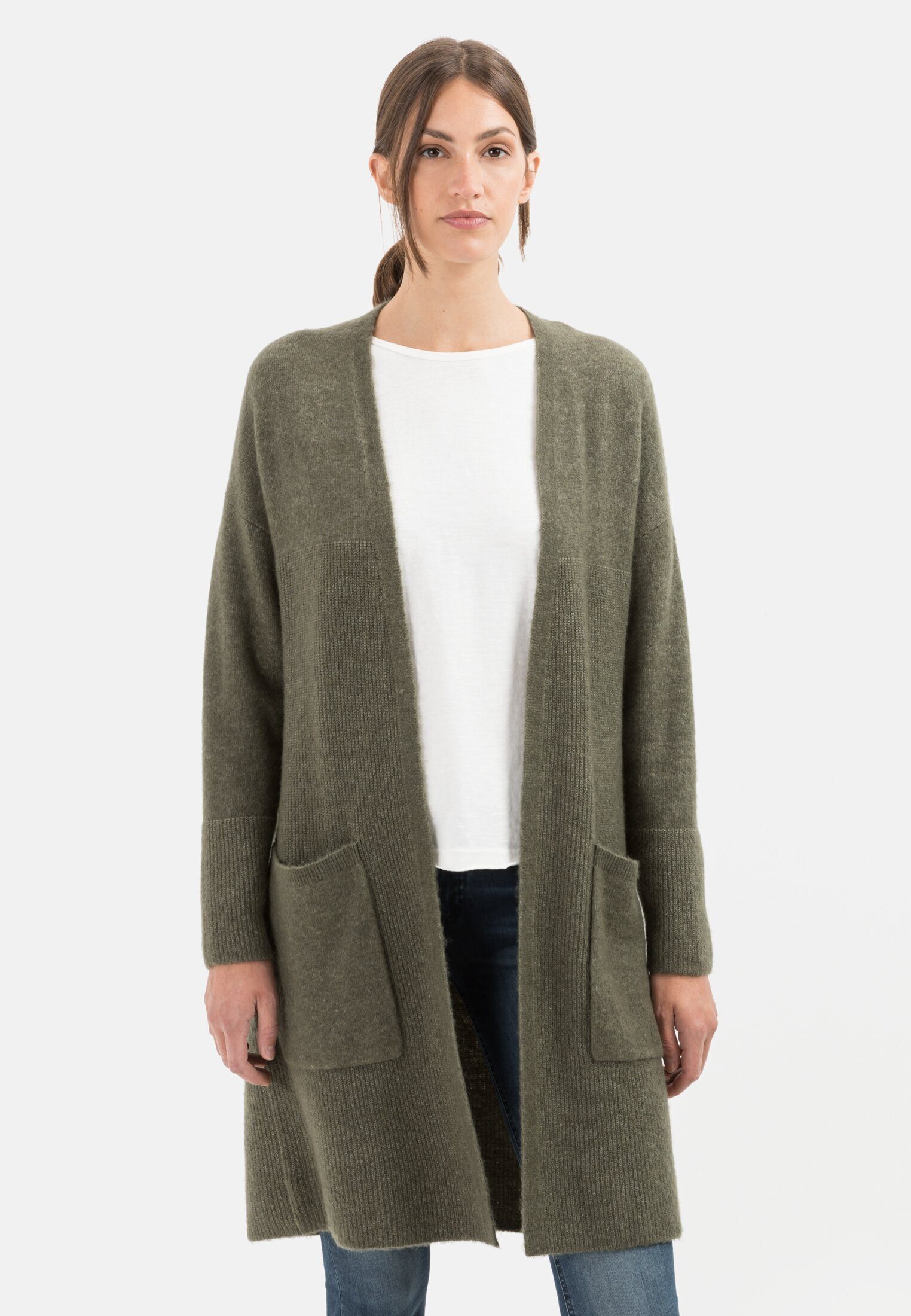 camel active Cardigan mit Wollanteil Markenlabel