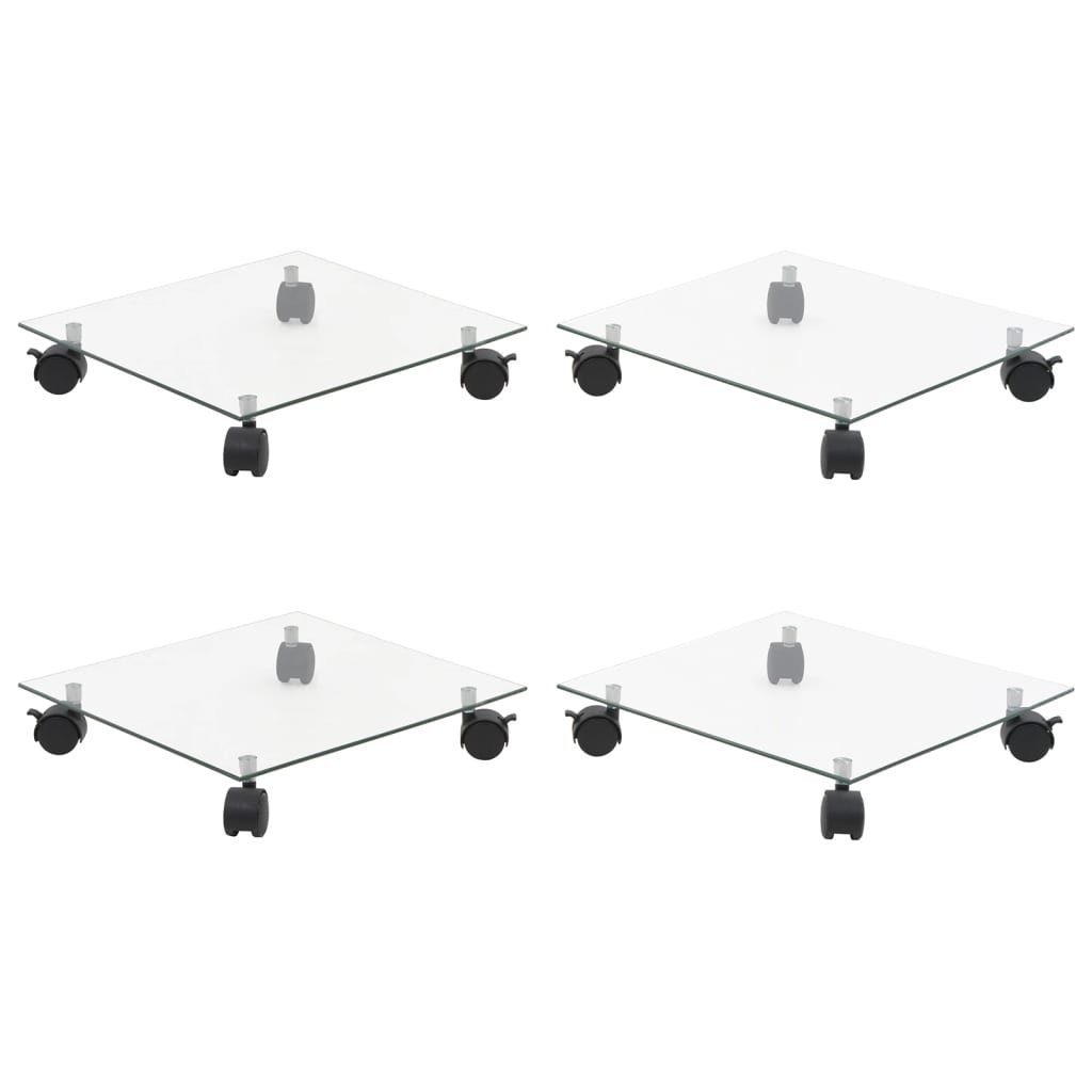 vidaXL Blumenständer Pflanzenroller 4 Stk. 35x35 cm Hartglas Quadratisch (4 St)