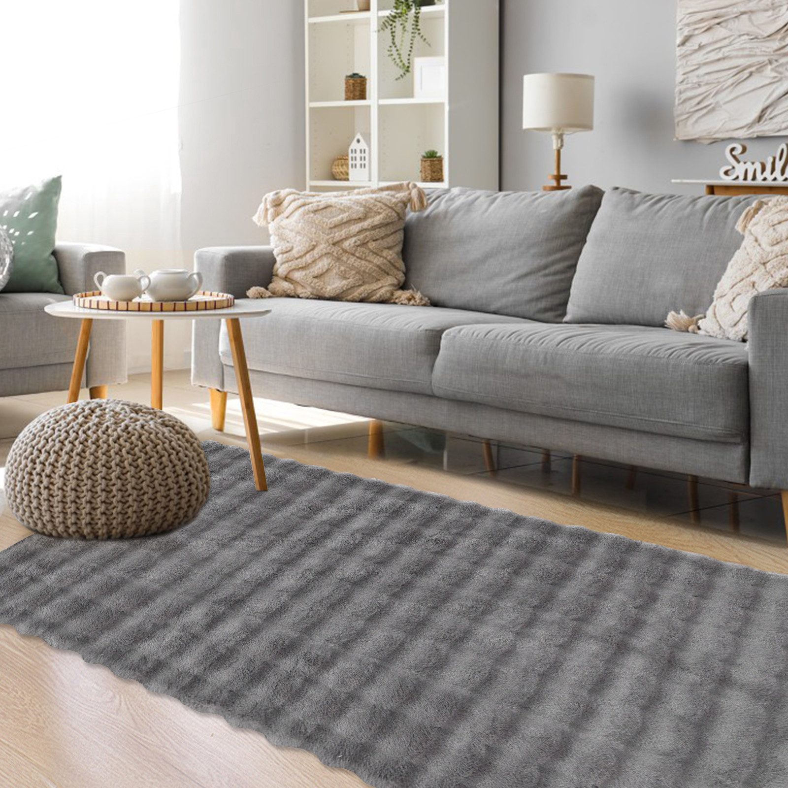HOMELUX Teppich Wohnzimmer Fellteppich Kunsfell 3D-Blase, Weich Mehrere Größenoptionen