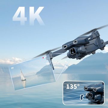 KARUISRC Kamera RC Quadcopter FPV Anfänger Faltbare 1080P WiFi Live Übertragung Drohne (4K, mit 2 Akku Dual Cameras, 3D Flip, One Key Start/Landen, Headless Modus)