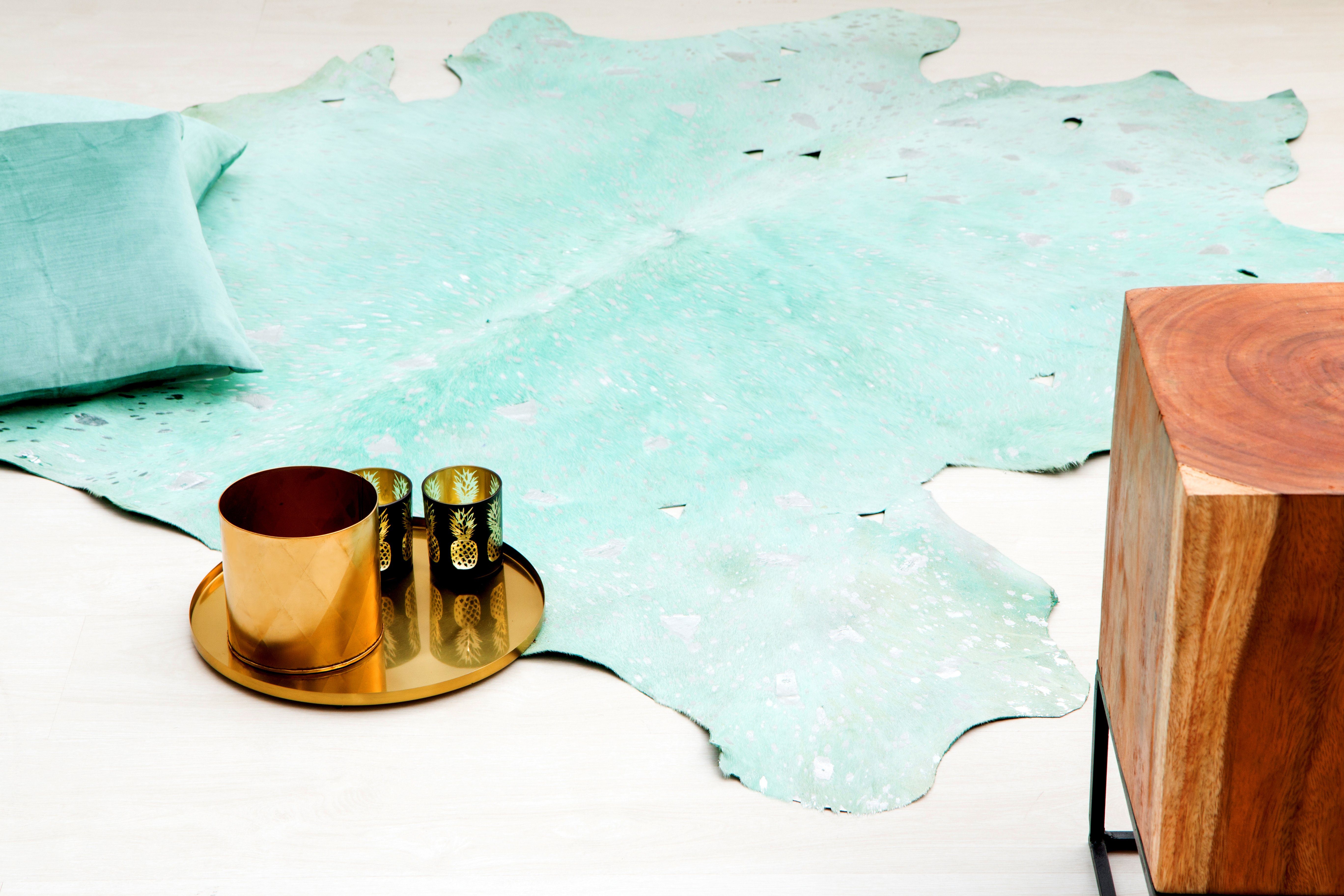 Kayoom Teppich Fly 110, rechteckig, Höhe: 3 mm, aus Rindsleder, stilvolle luxuriöse Akzente, Fußbodenheizung geeignet