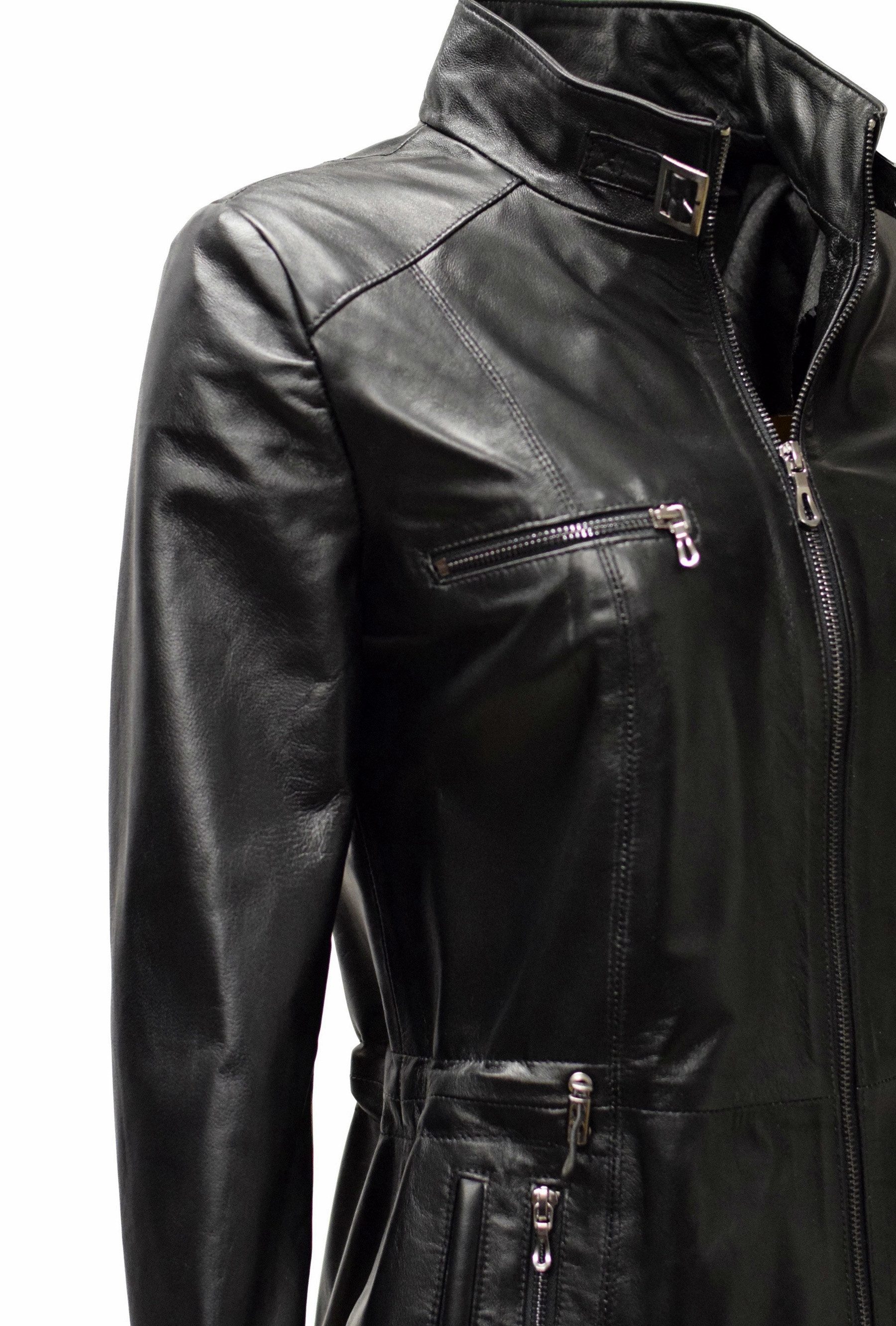 Zimmert Leather Lederjacke Ressi Lammnappa Fine, Schwarz alligator Waschung – Bild 5 von 5