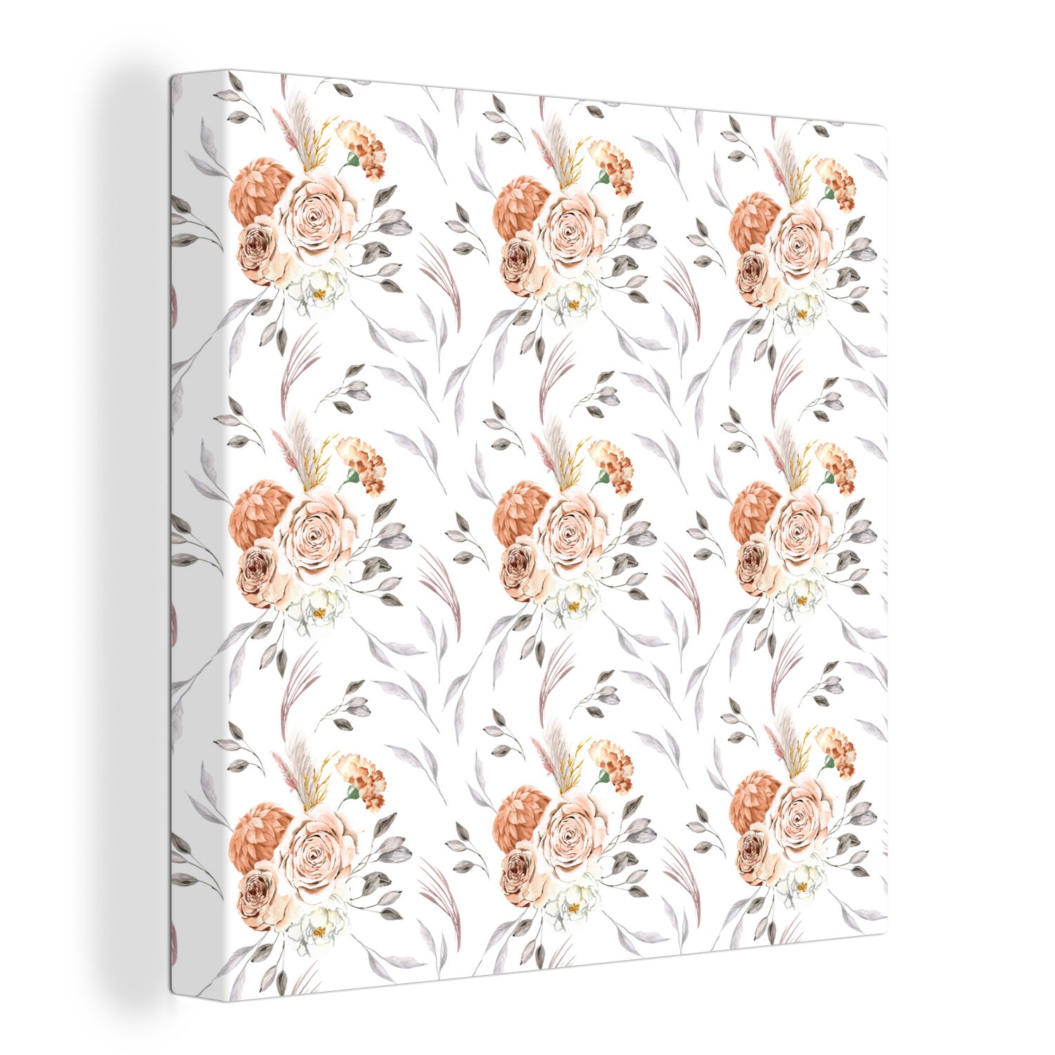 OneMillionCanvasses® Leinwandbild Blumen - Bohème - Weiß, (1 St), Leinwand Bilder für Wohnzimmer Schlafzimmer