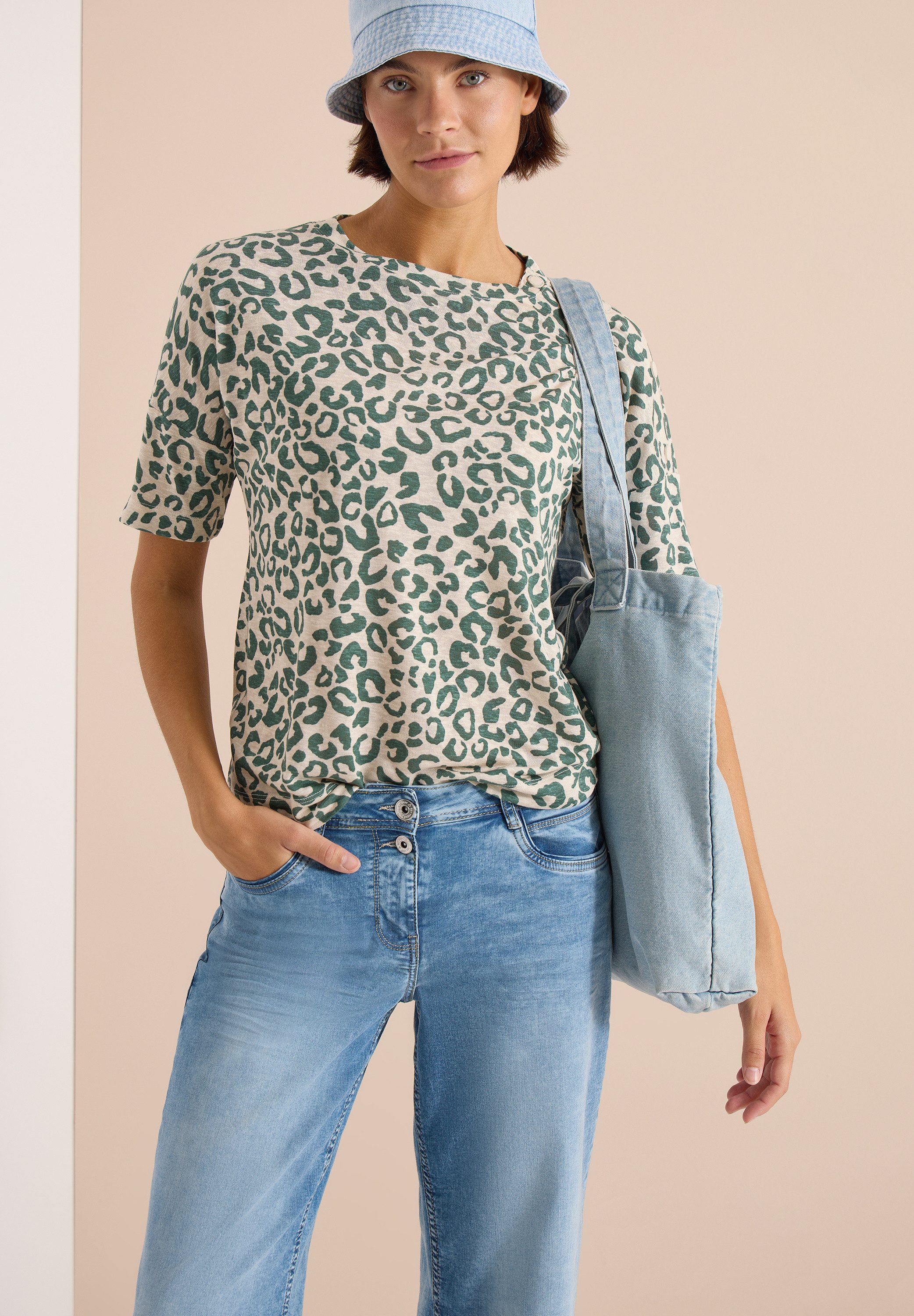 CECIL T-Shirt in Leinen-Optik