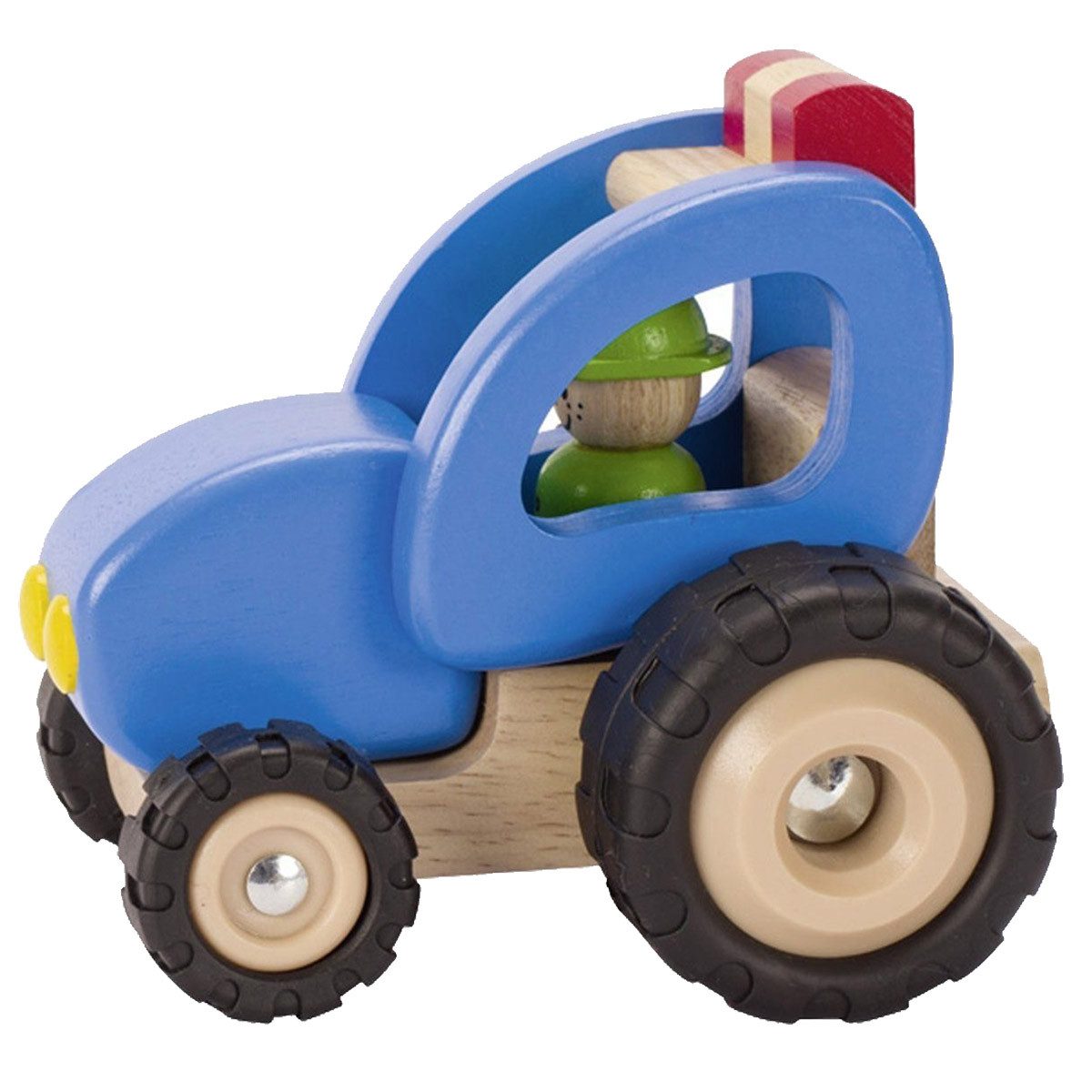 goki Spielzeug-Traktor Traktor Blue, (packung, 1-tlg., set), Bestes Massivholz wurde hochwertig verarbeitet