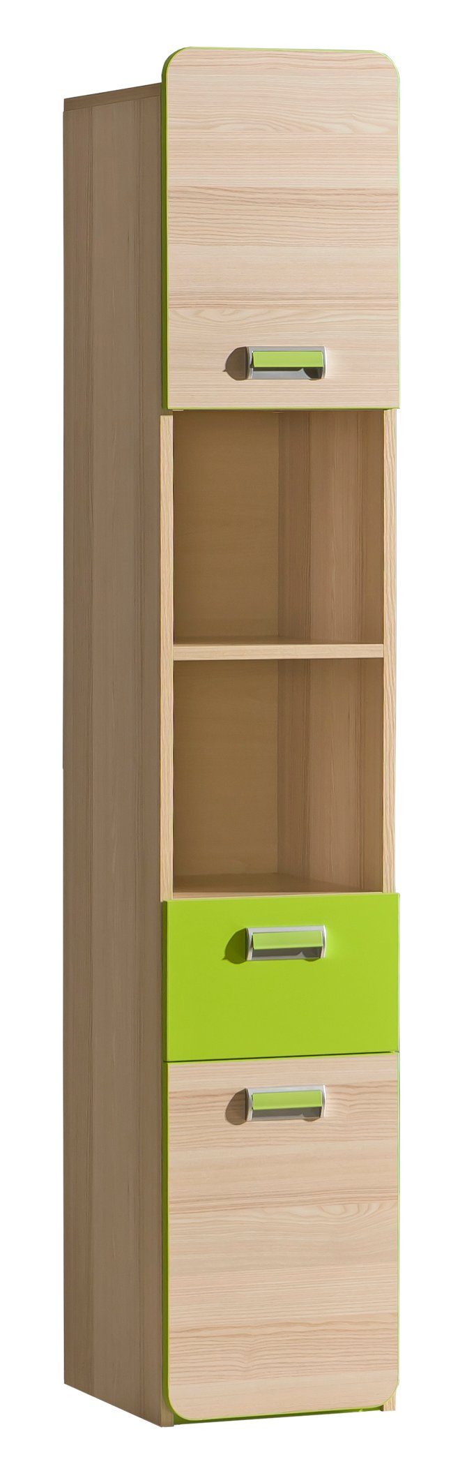 Stylefy Kinderkleiderschrank Laterne (Kinderschrank, Mehrzweckschrank) 2-türig, mit Fächern und Schublade, viel Stauraum, Modern Design, für Kinder Limette - Esche | Kinderkleiderschränke